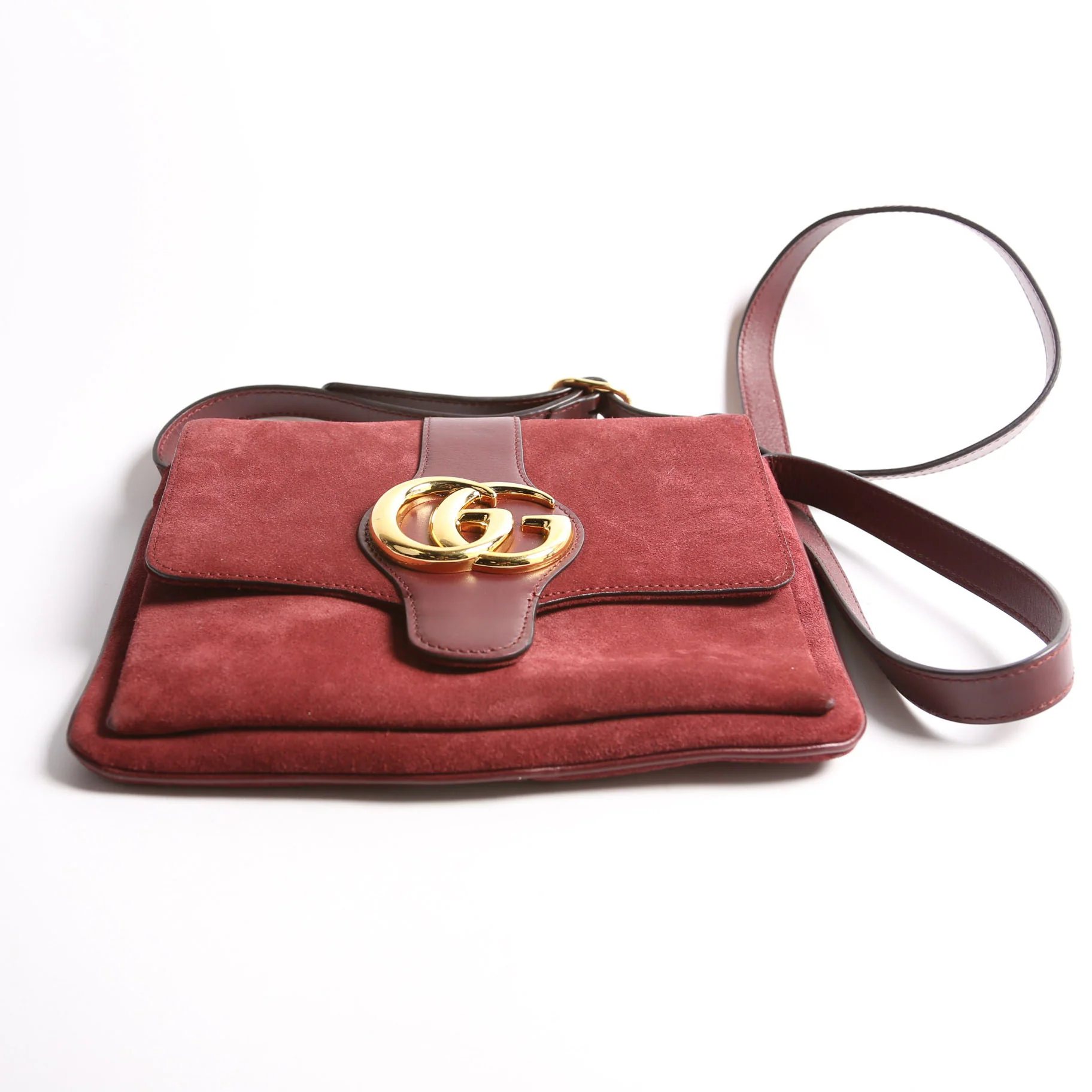 550126 Arli Flap Medium Suede Burgundy - Image 3