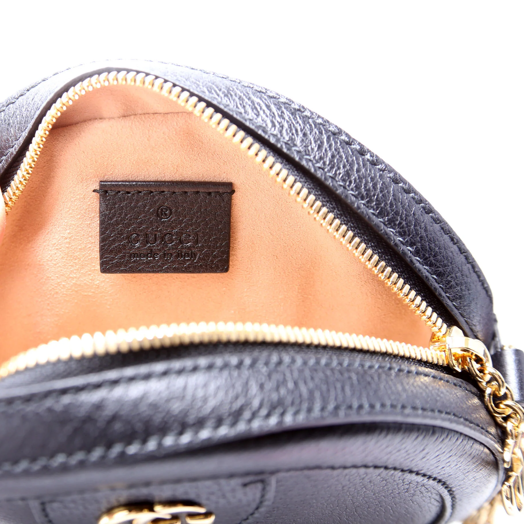 550618 Ophidia Leather Round Small Crossbody Black - Image 8