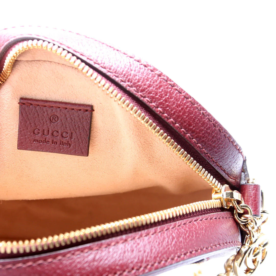 550618 Ophidia Leather Round Small Crossbody Burgundy - Image 7