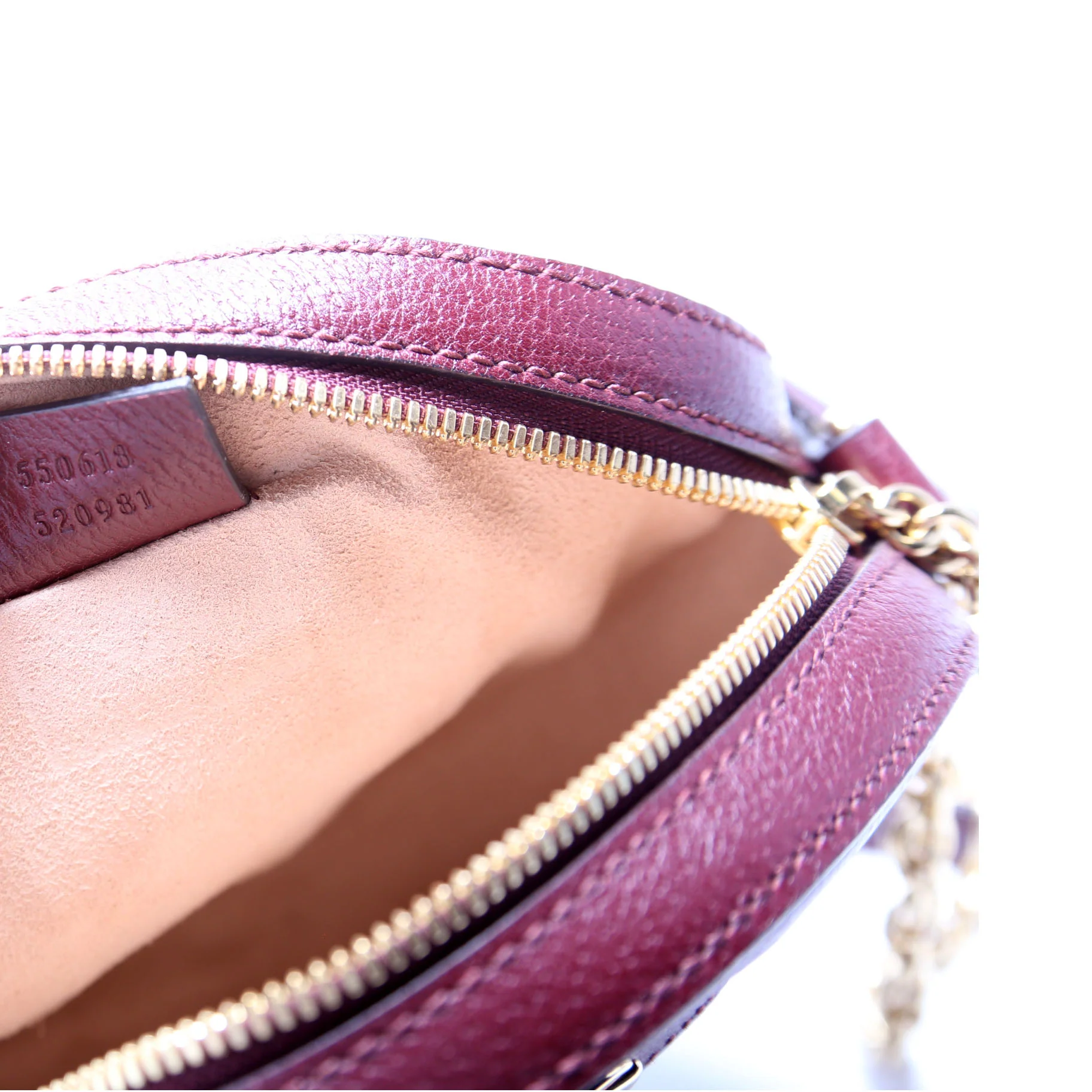 550618 Ophidia Leather Round Small Crossbody Burgundy - Image 9