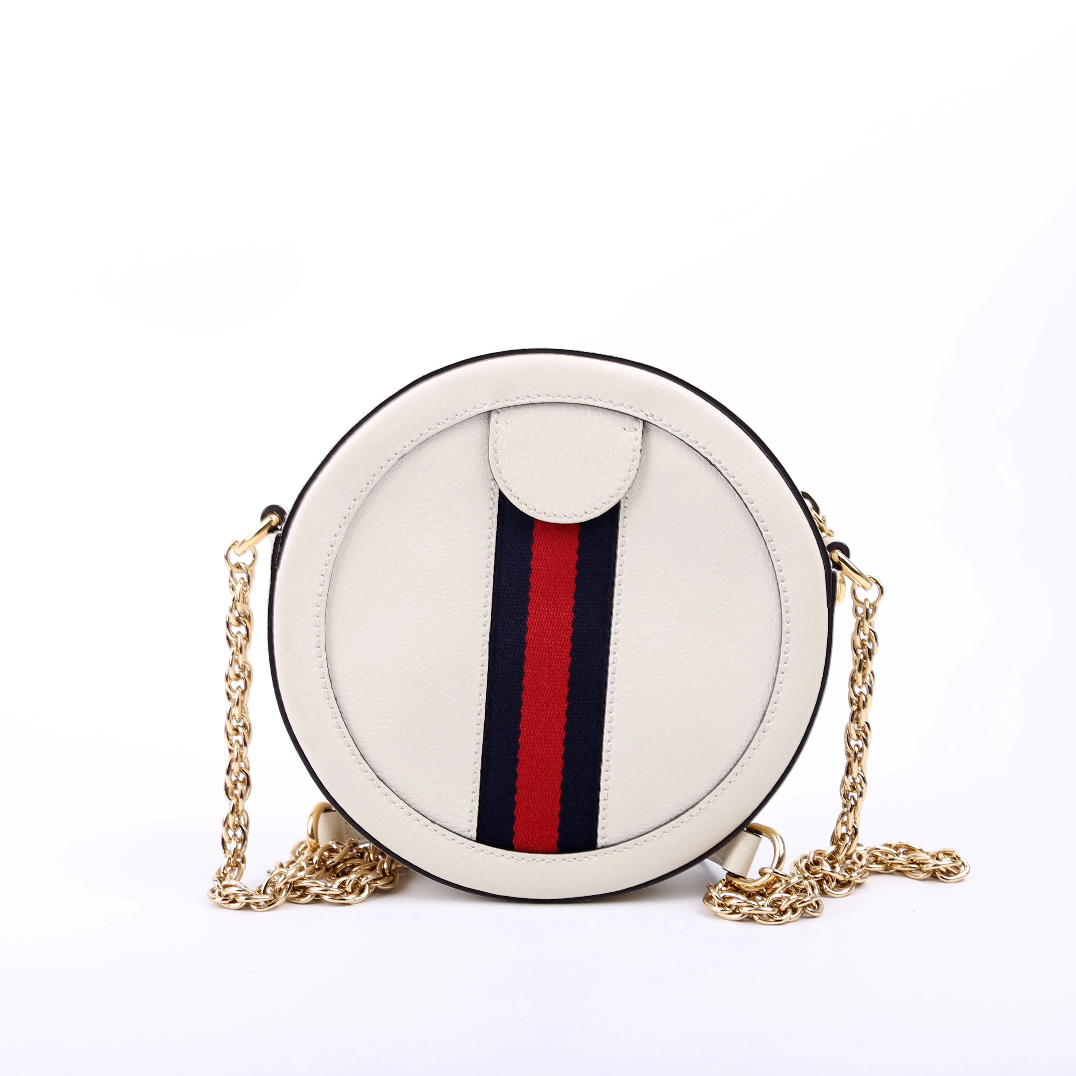 550618 Ophidia Leather Round Small Crossbody White - Image 3