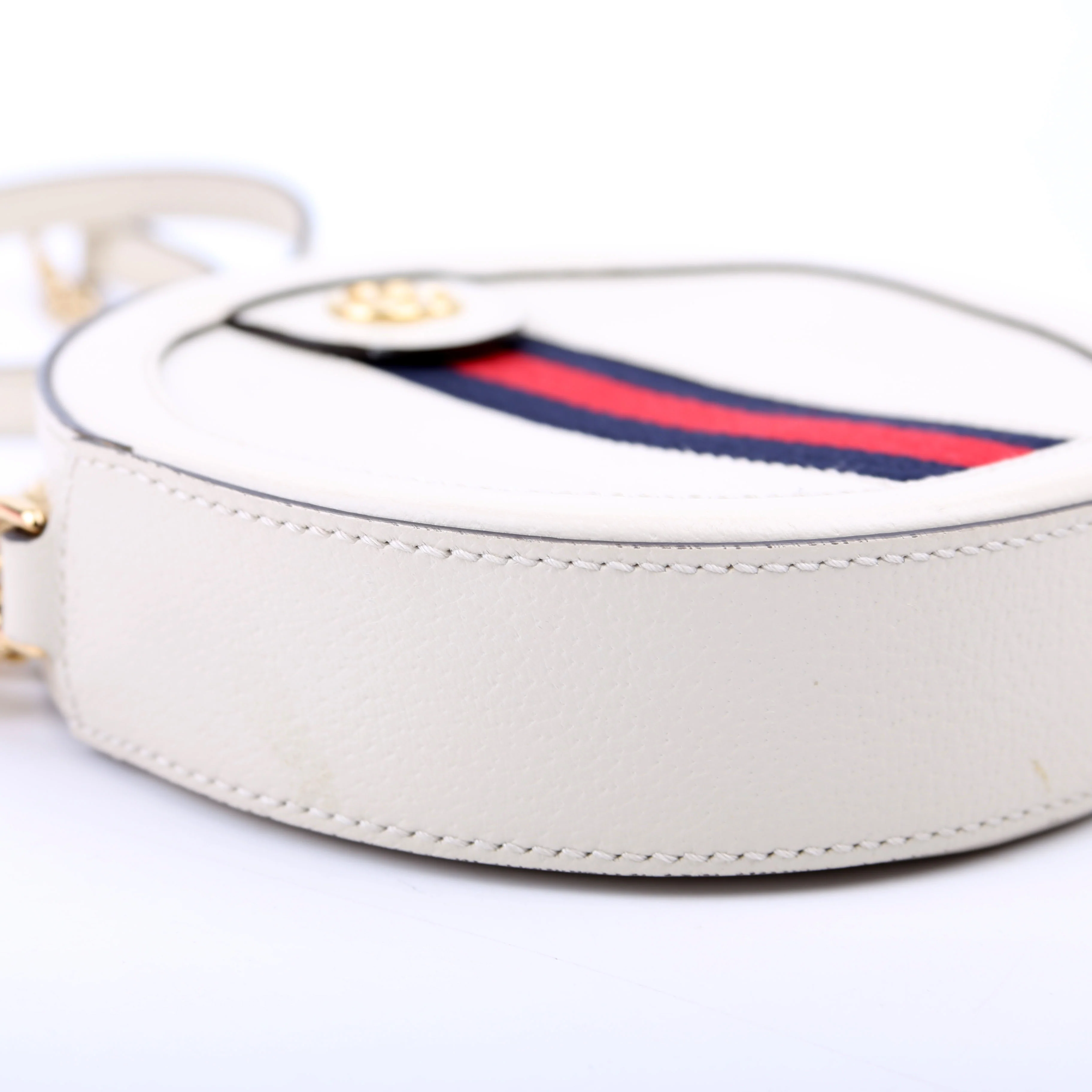 550618 Ophidia Leather Round Small Crossbody White - Image 5