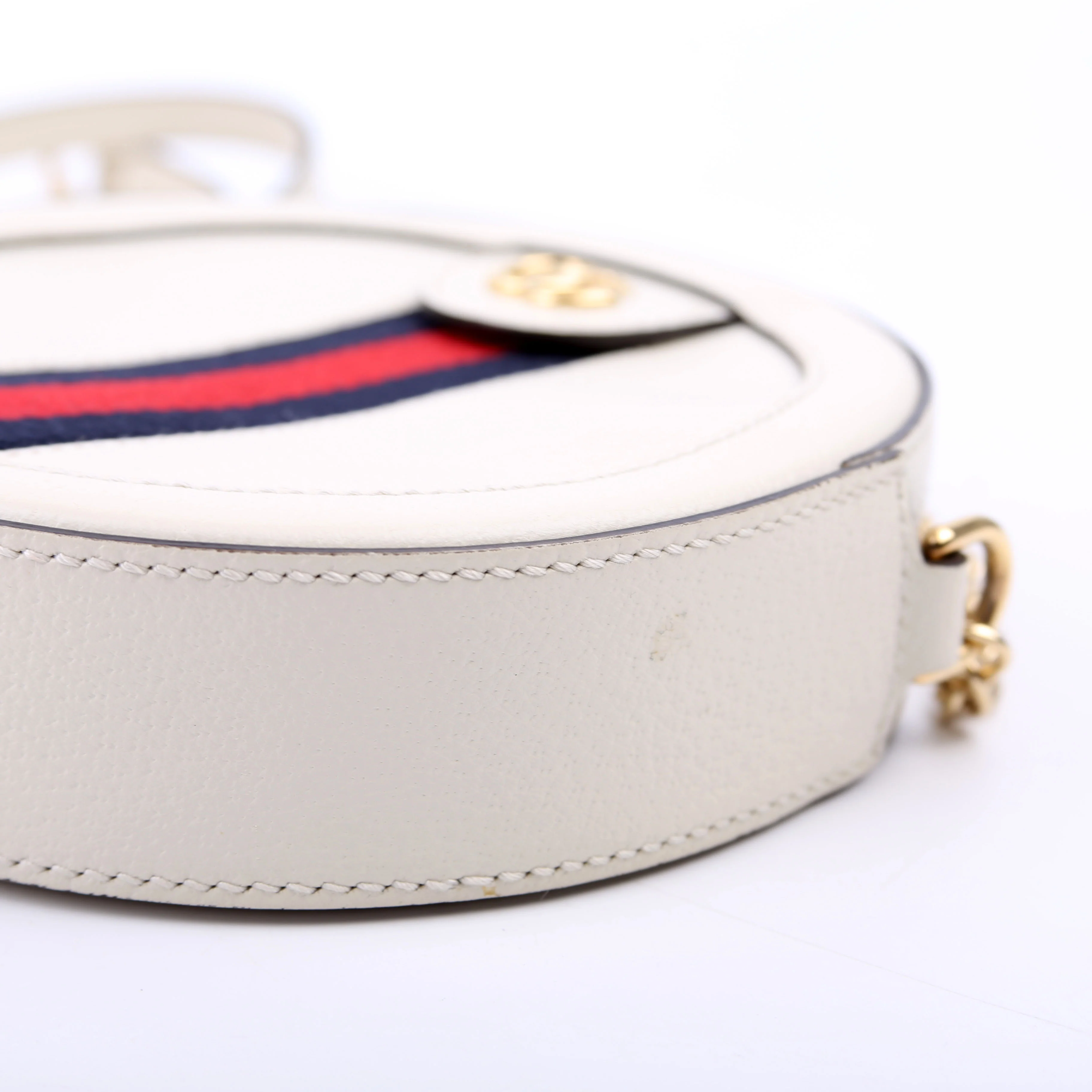 550618 Ophidia Leather Round Small Crossbody White - Image 6