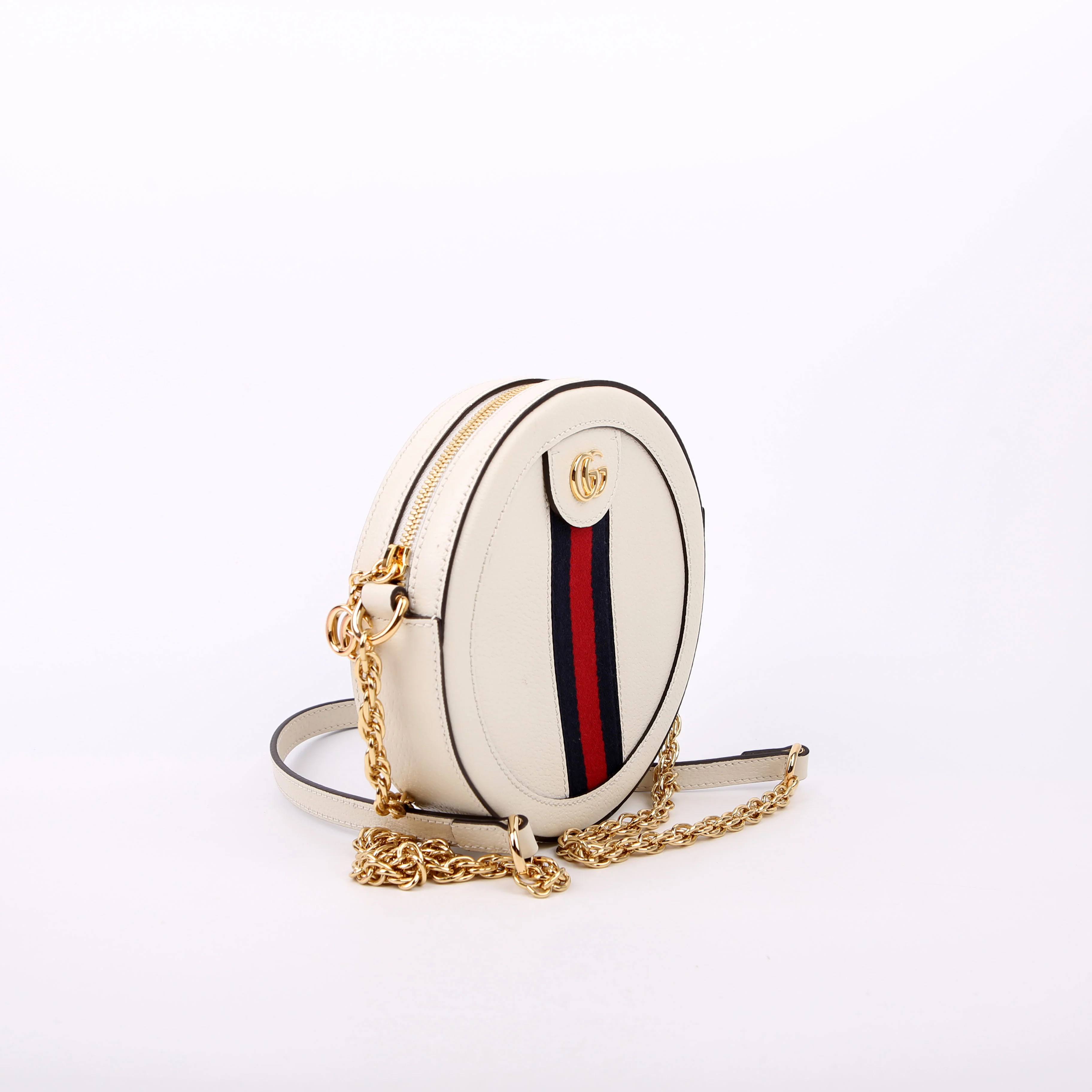550618 Ophidia Leather Round Small Crossbody White - Image 2