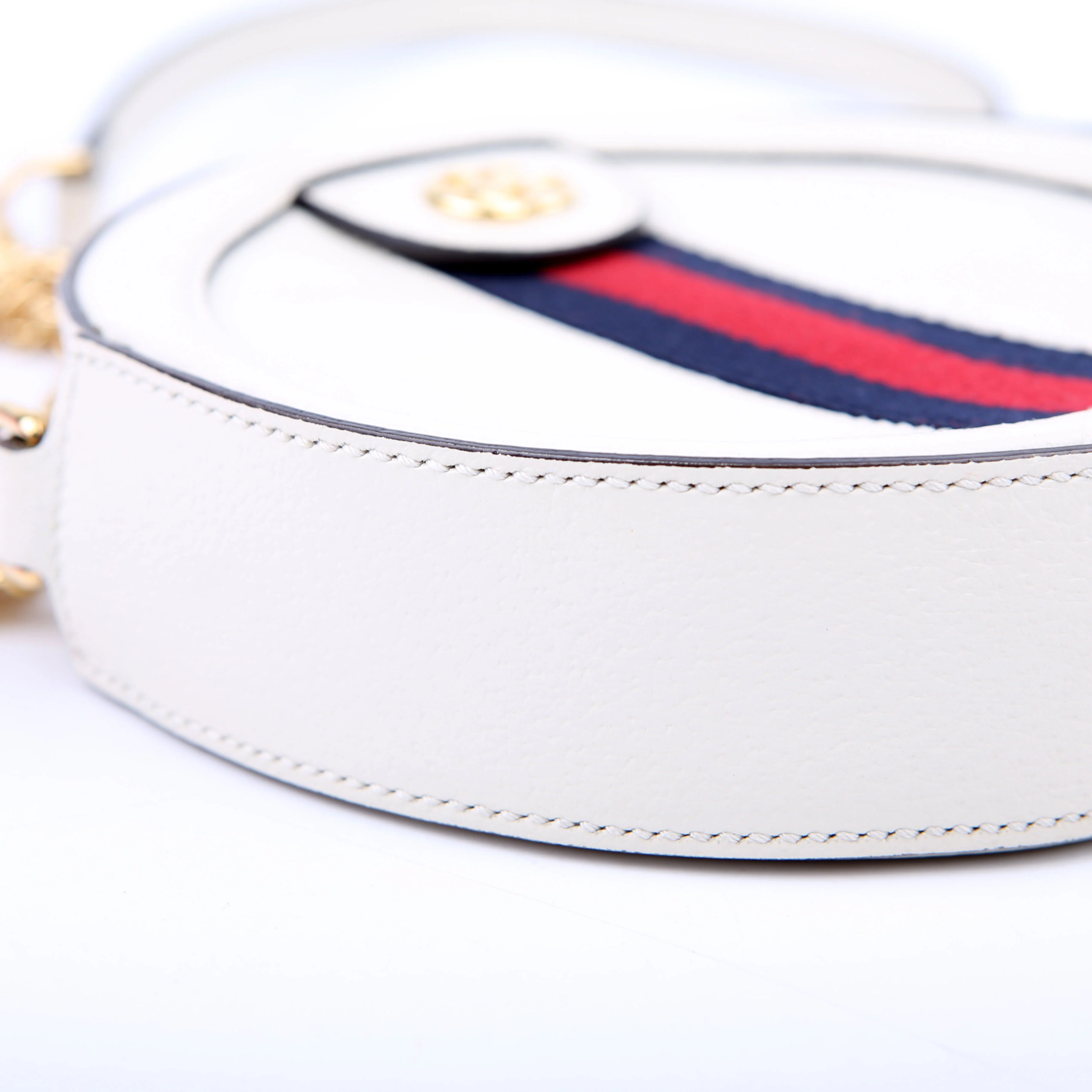 550618 Ophidia Leather Round Small Crossbody White - Image 5