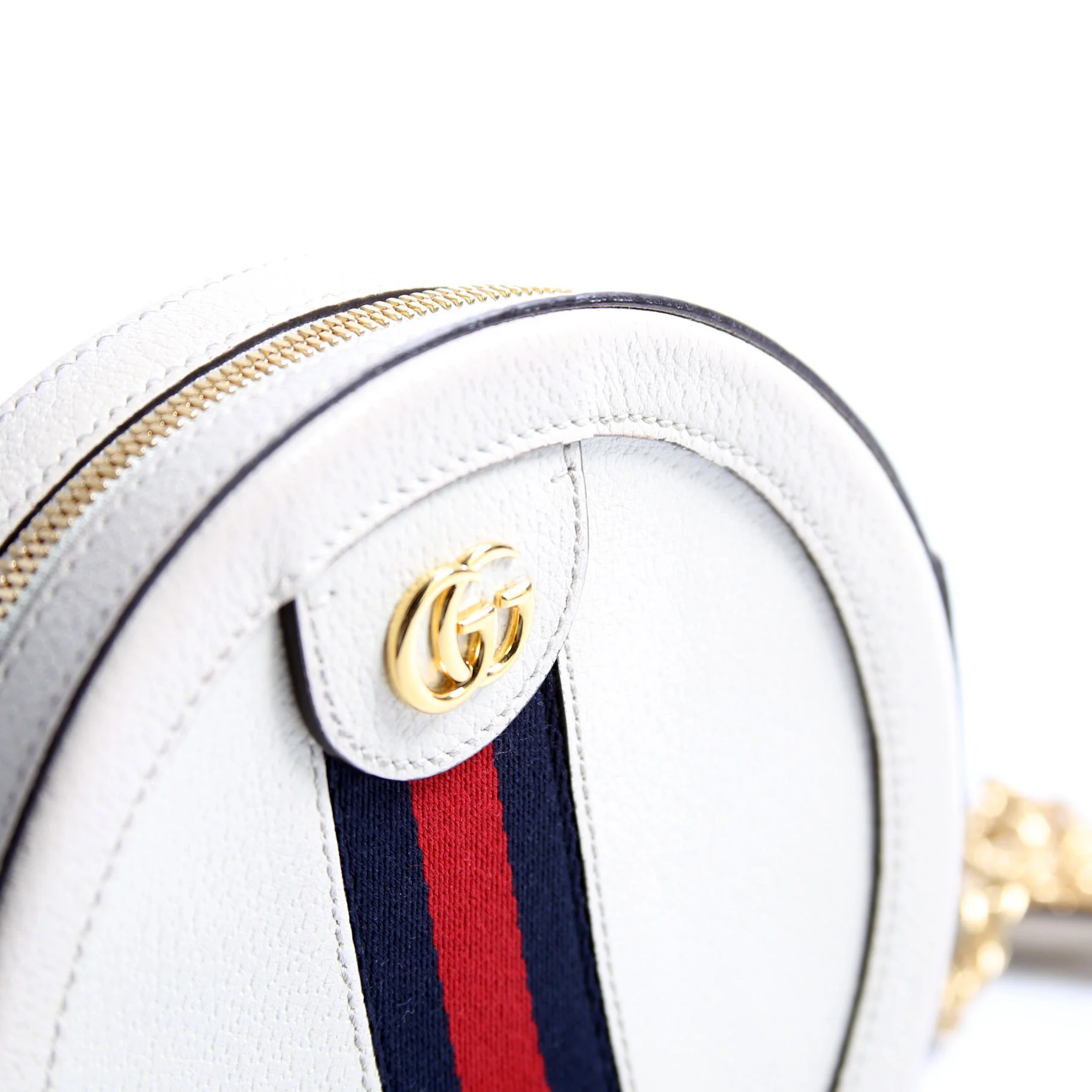 550618 Ophidia Leather Round Small Crossbody White - Image 6