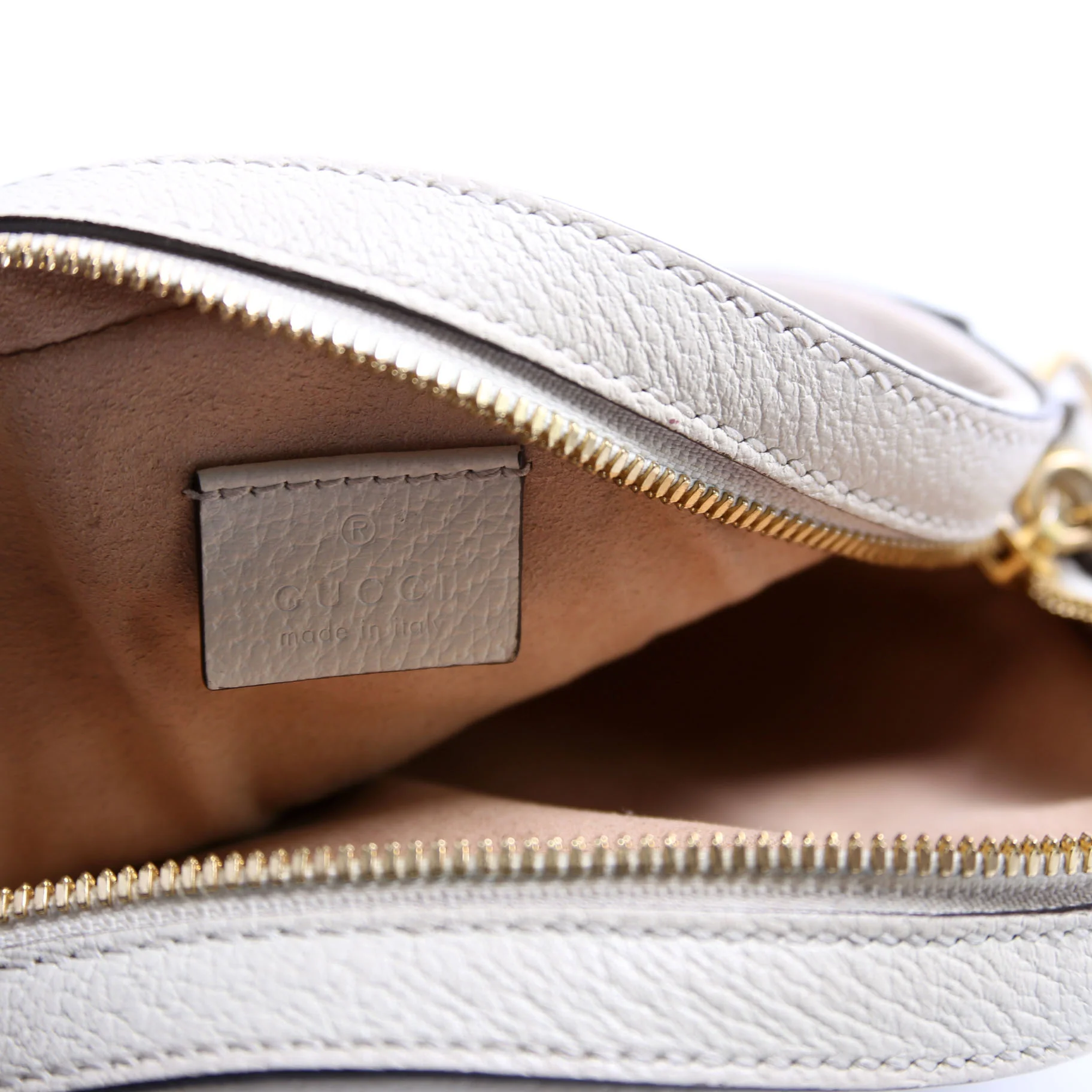 550618 Ophidia Leather Round Small Crossbody White - Image 9