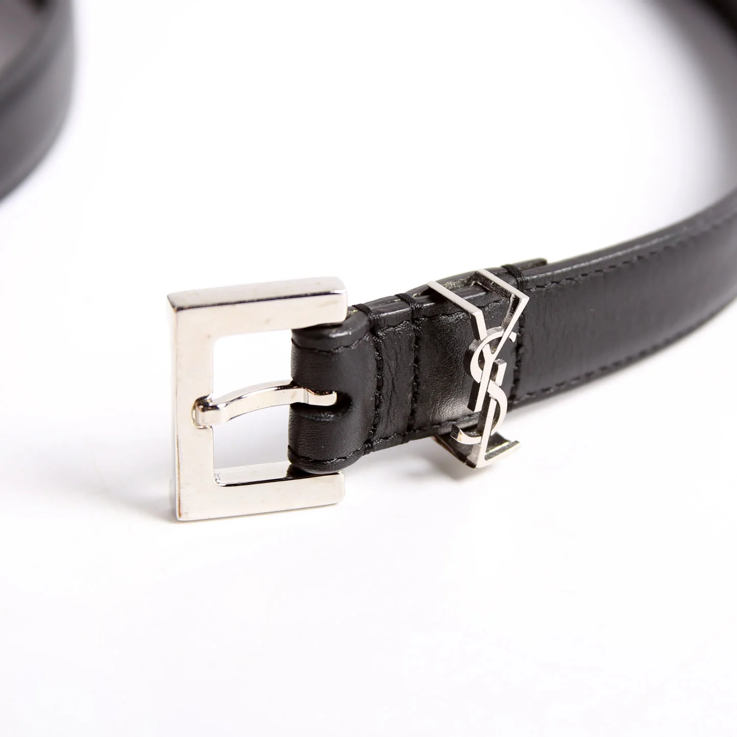 554465 Cassandre Thin Square Belt Size 75 Black - Image 7