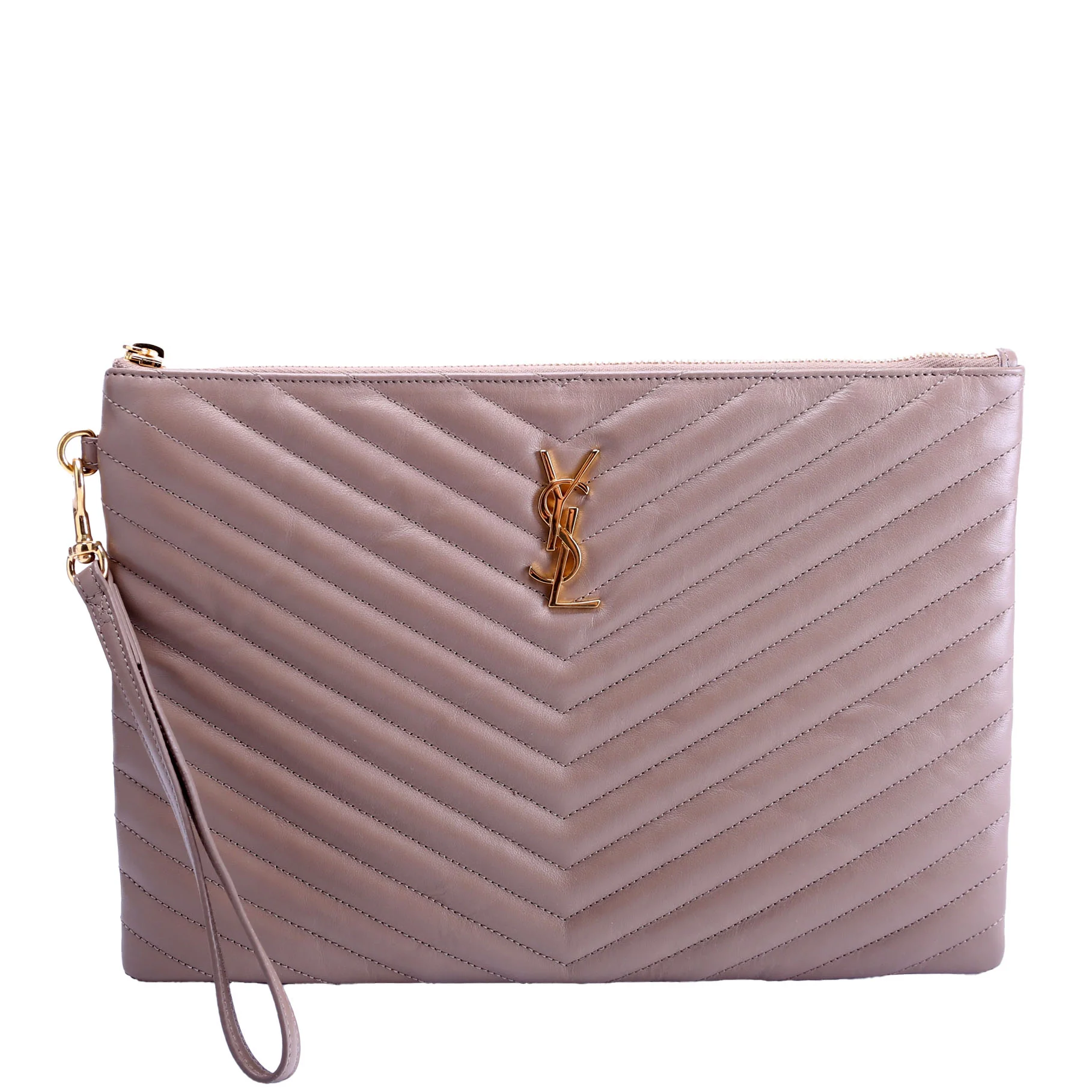 559193 A5 Matelasse Pouch Tan
