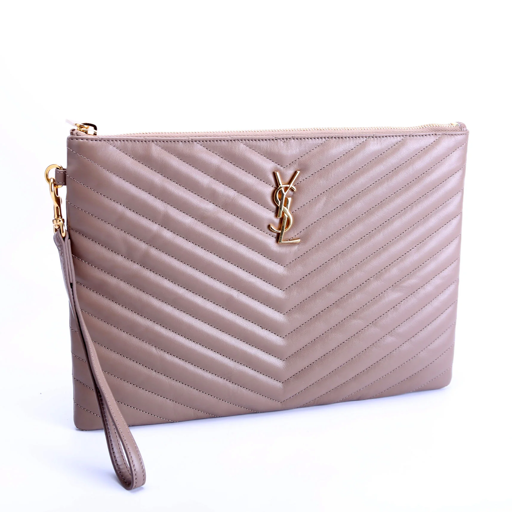 559193 A5 Matelasse Pouch Tan - Image 2