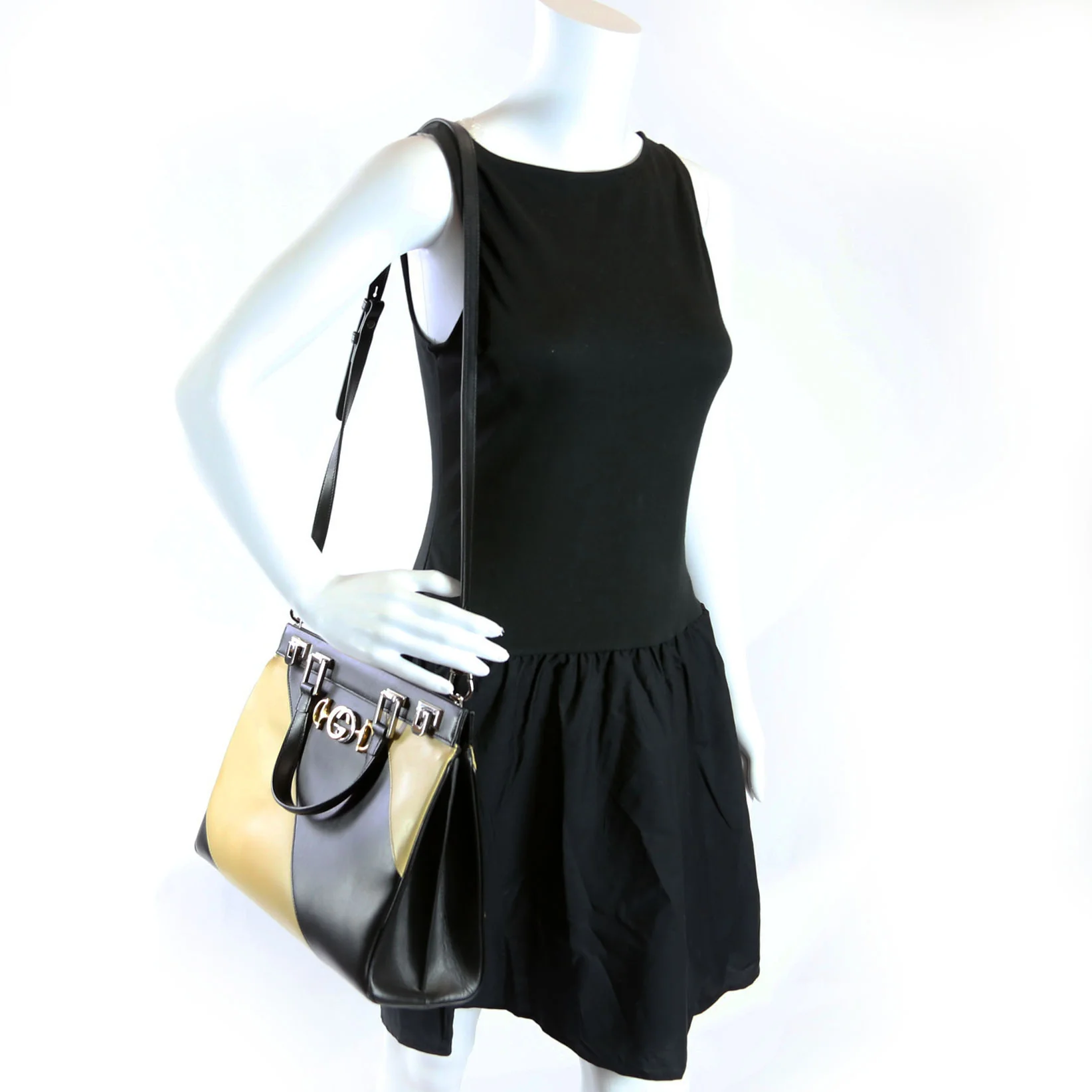 564714 Zumi Top Handle Medium Black/Beige - Image 15