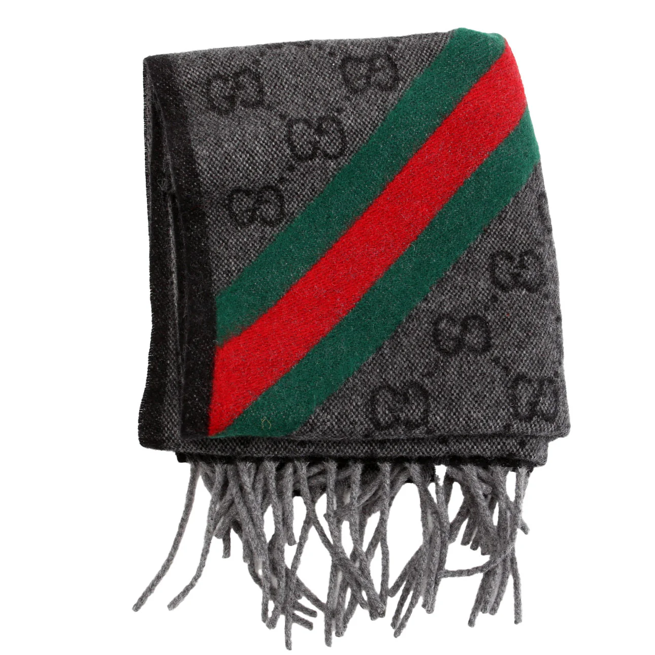 570603 GG Wool Muffler Scarf Black - Image 2