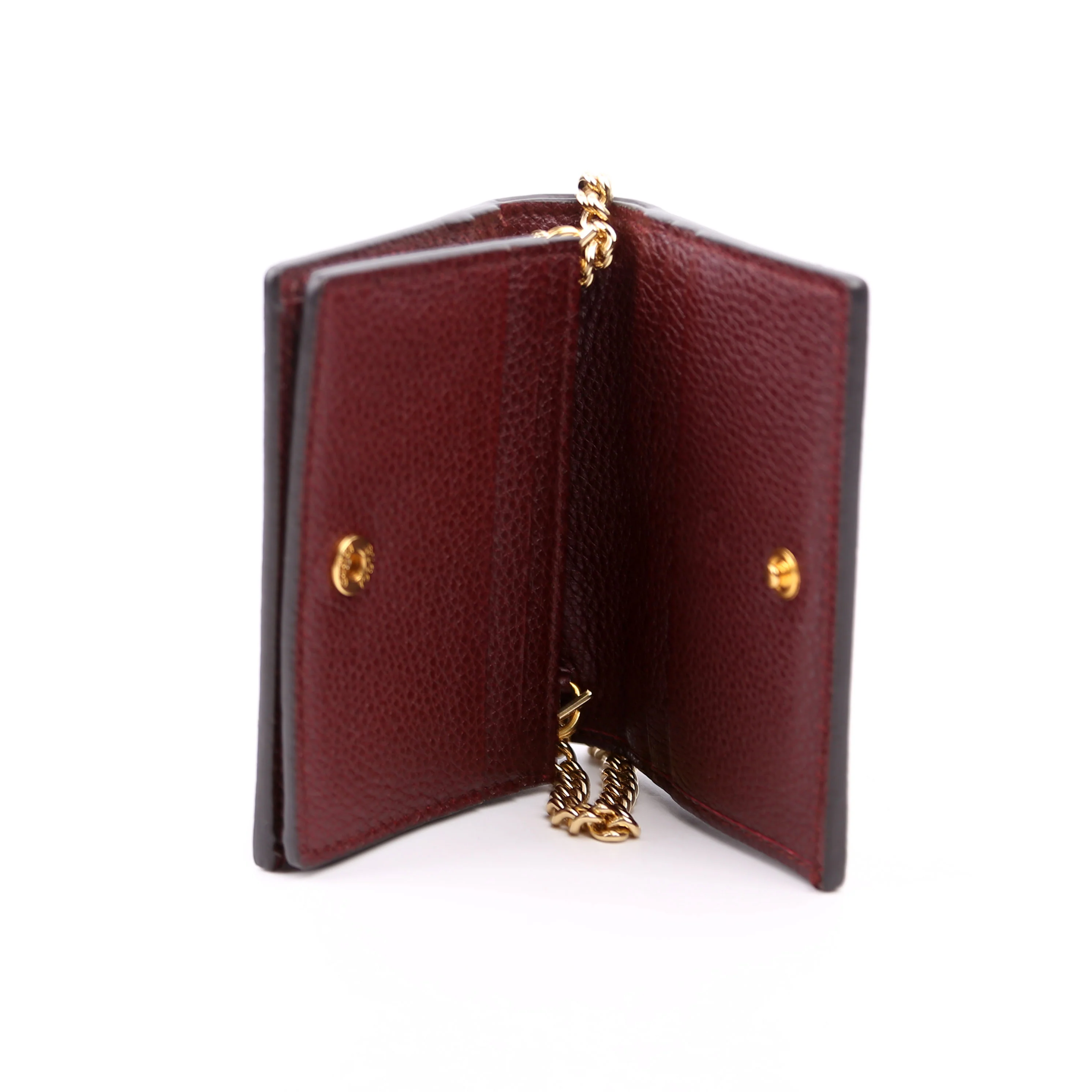 570660 Zumi Leather Card Case with Chain Burgundy - Image 11