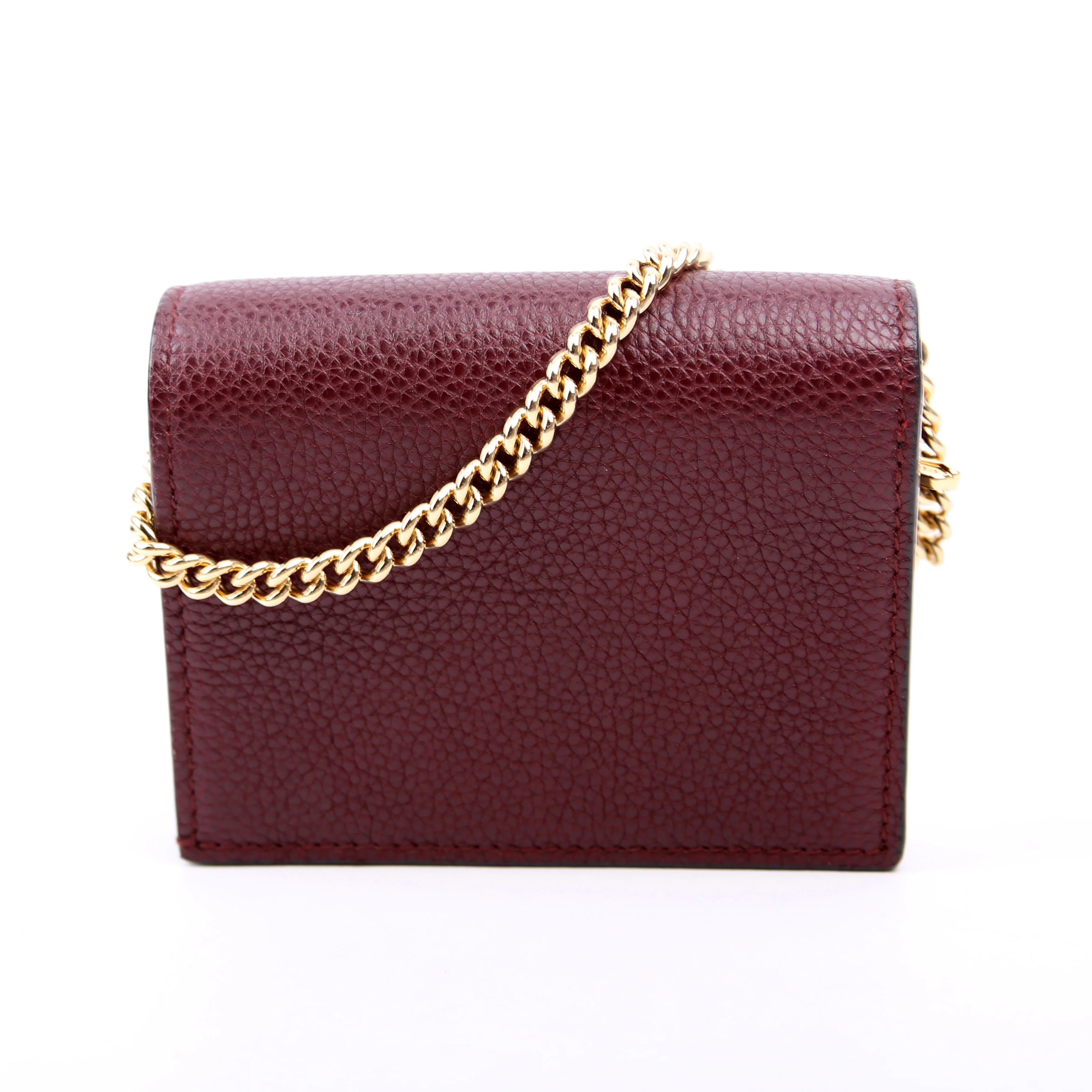 570660 Zumi Leather Card Case with Chain Burgundy - Image 2