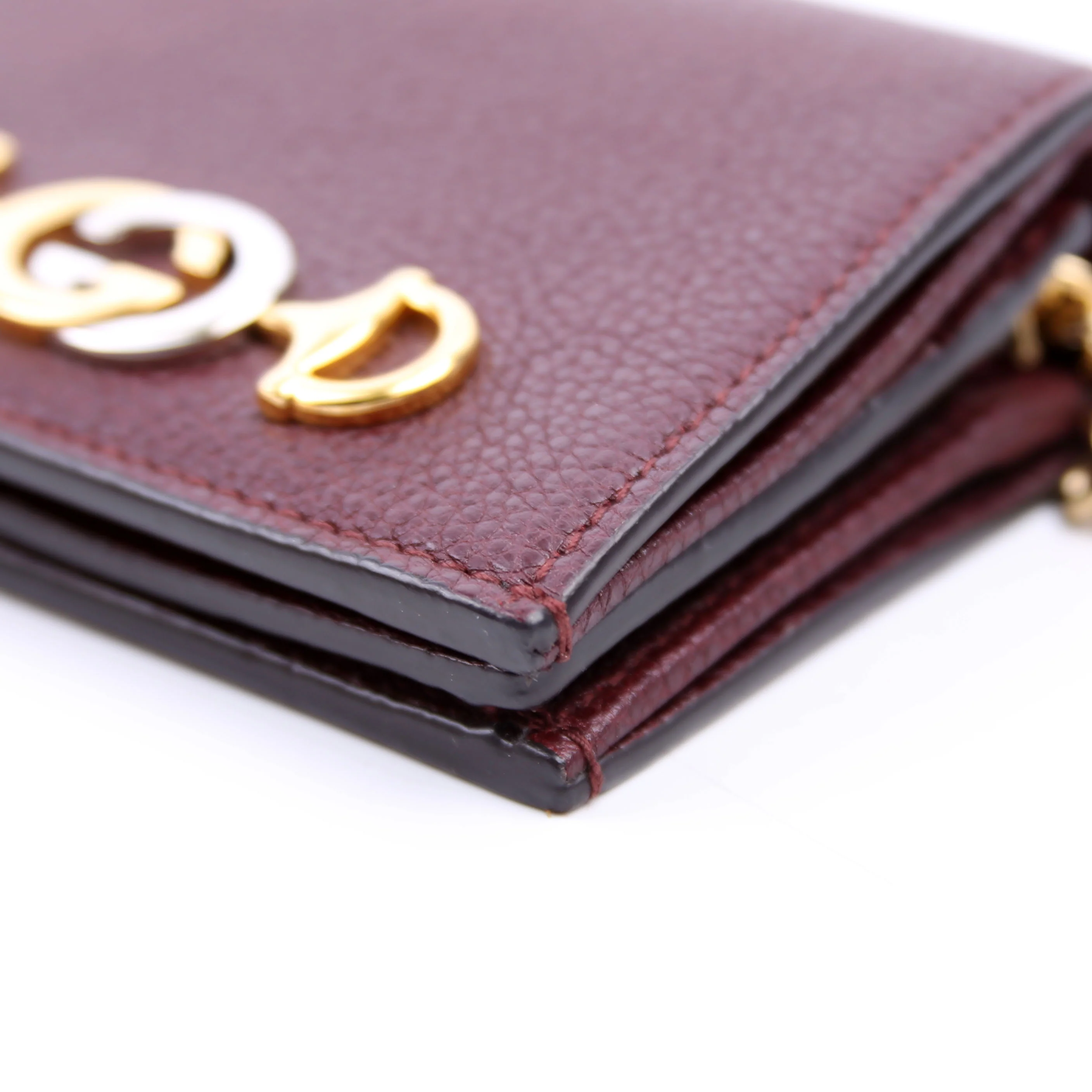 570660 Zumi Leather Card Case with Chain Burgundy - Image 7