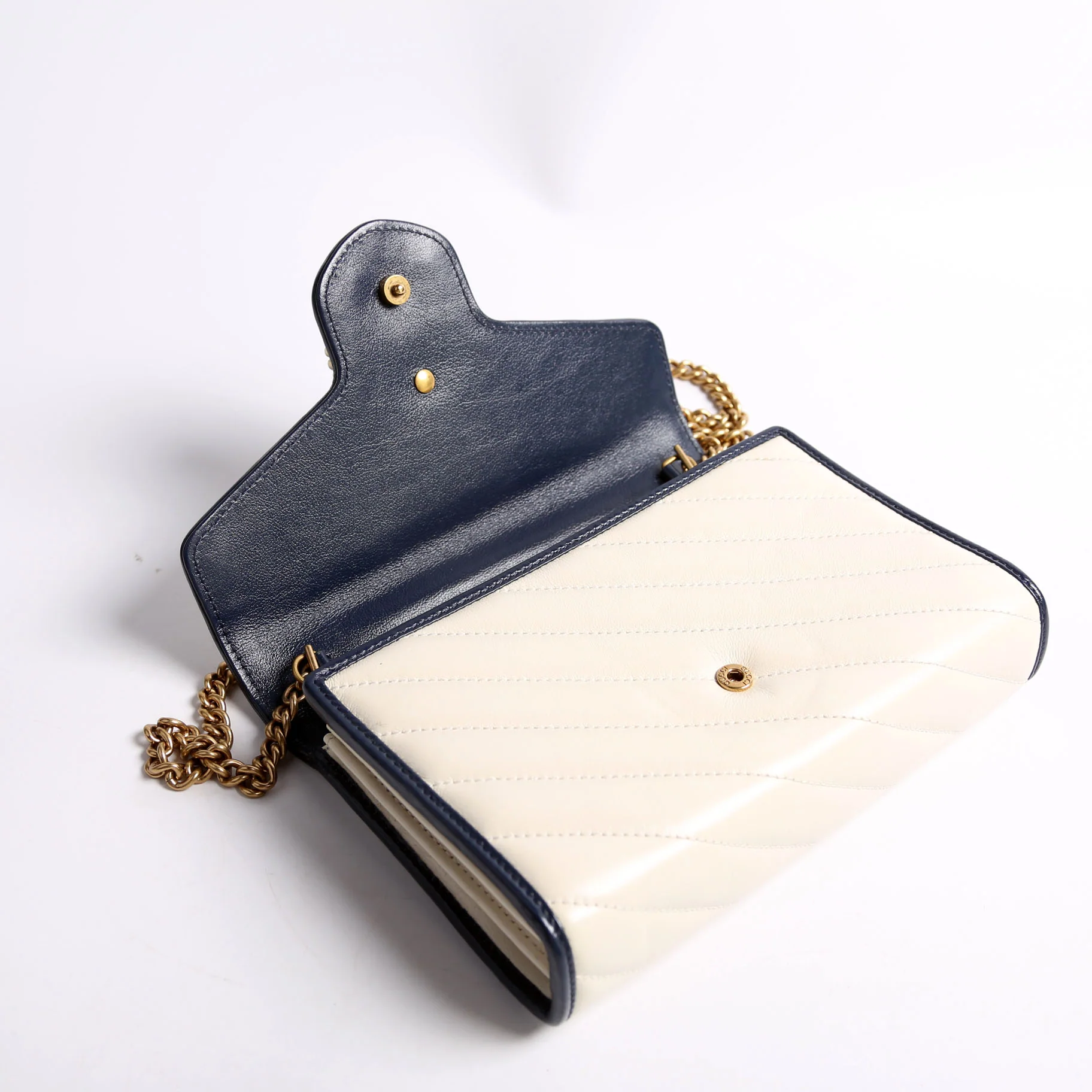 573807 Marmont Torchon Chain Wallet Cream/Blue - Image 7