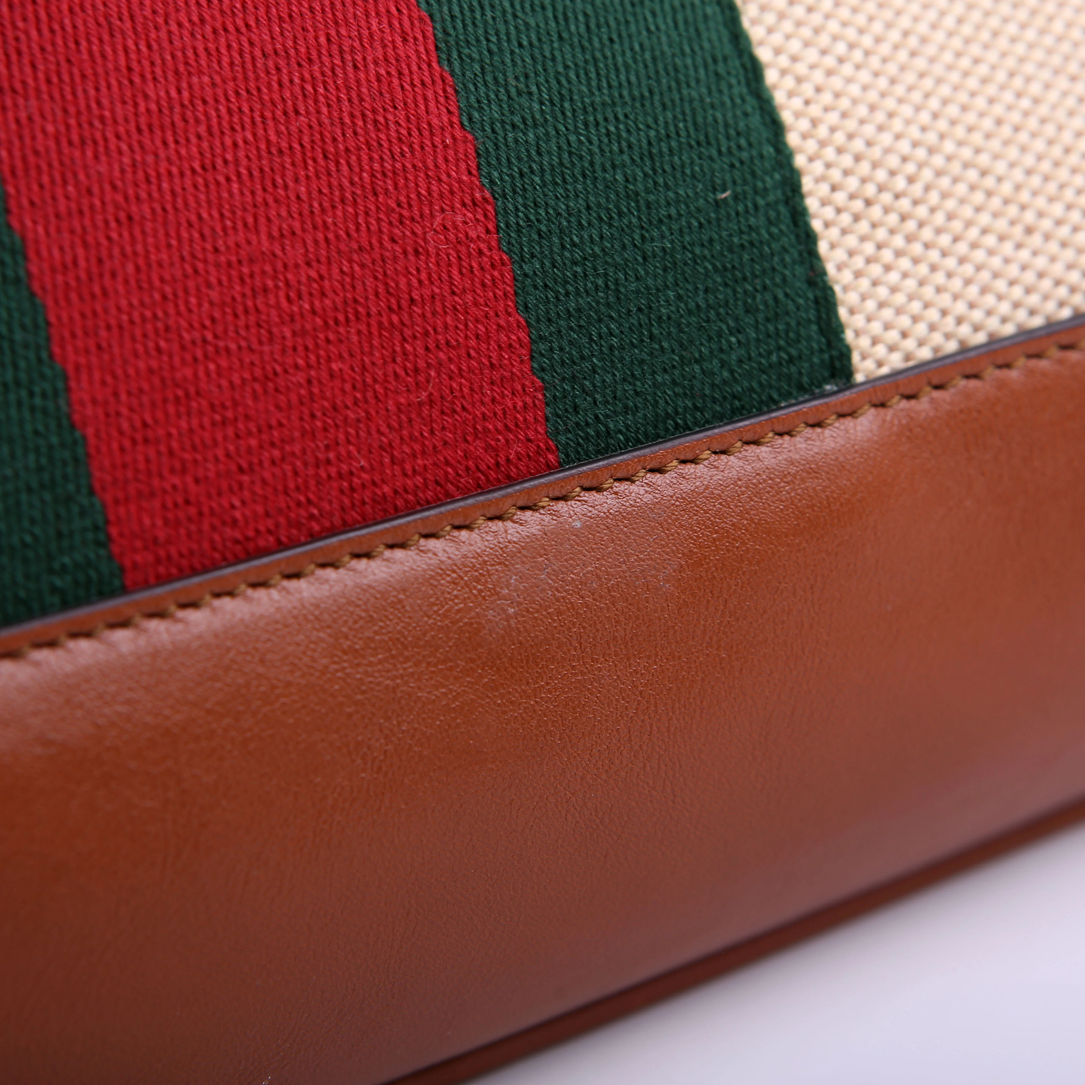 575067 Vintage Web Canvas/Leather Large Shopping Tote Brown - Image 8