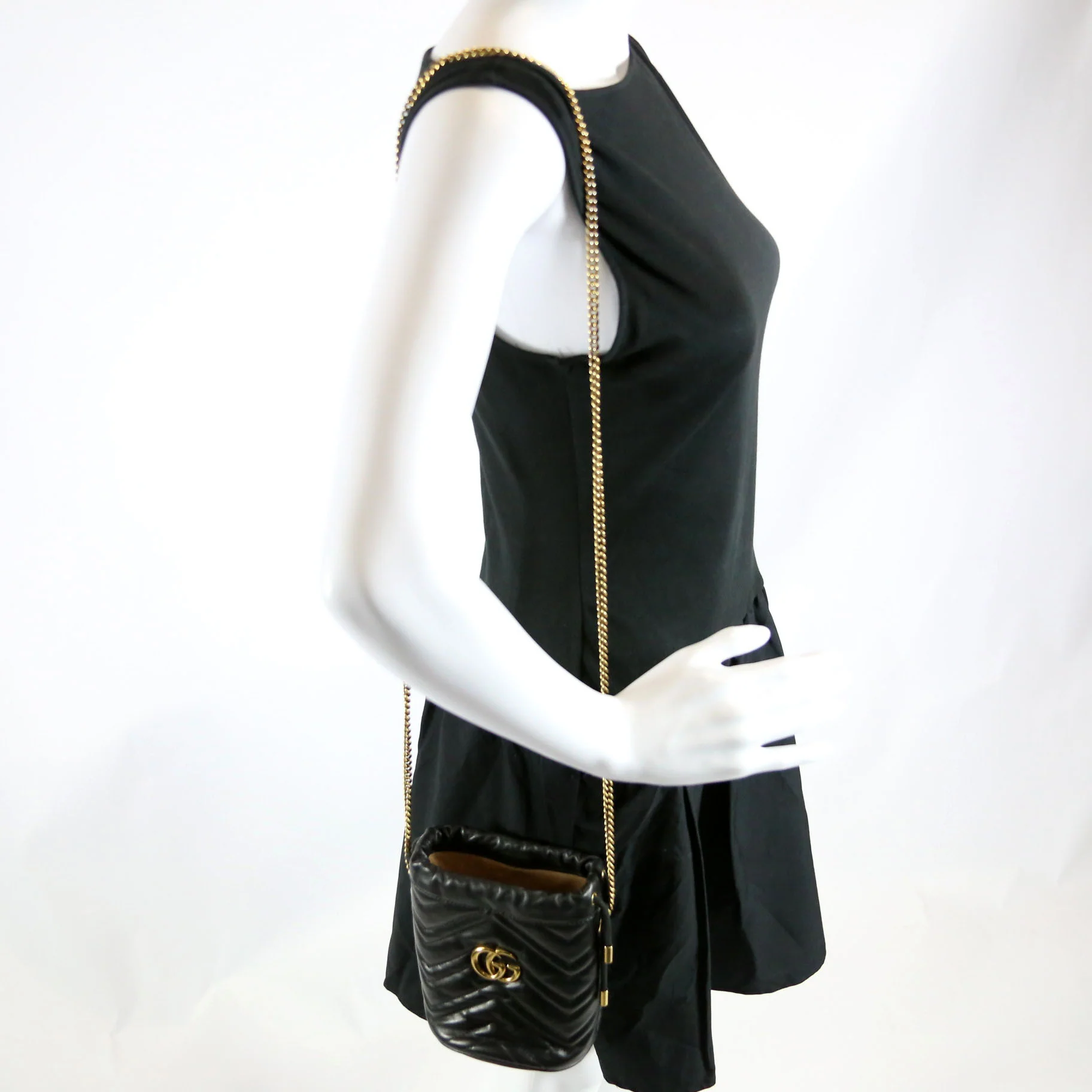 575163 Marmont Mini Bucket Black - Image 8