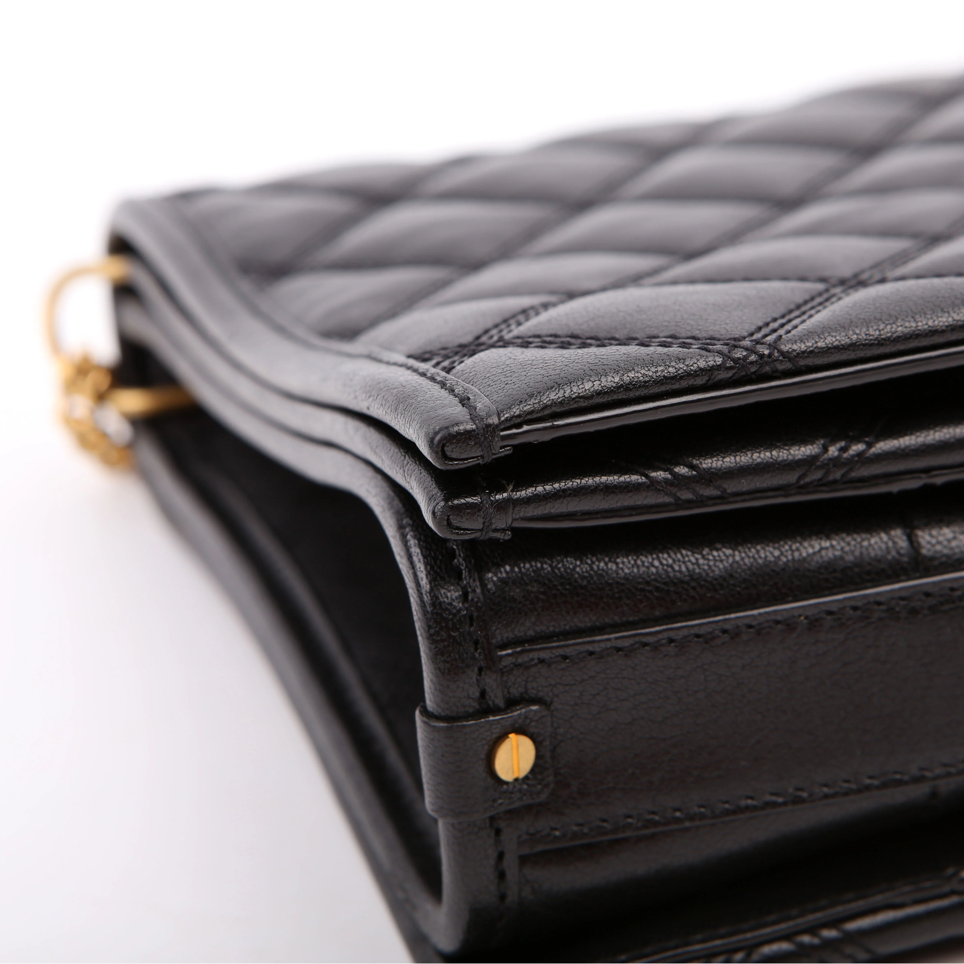 579607 Becky Quilted Lambskin Shoulder Bag Large Black - Image 5
