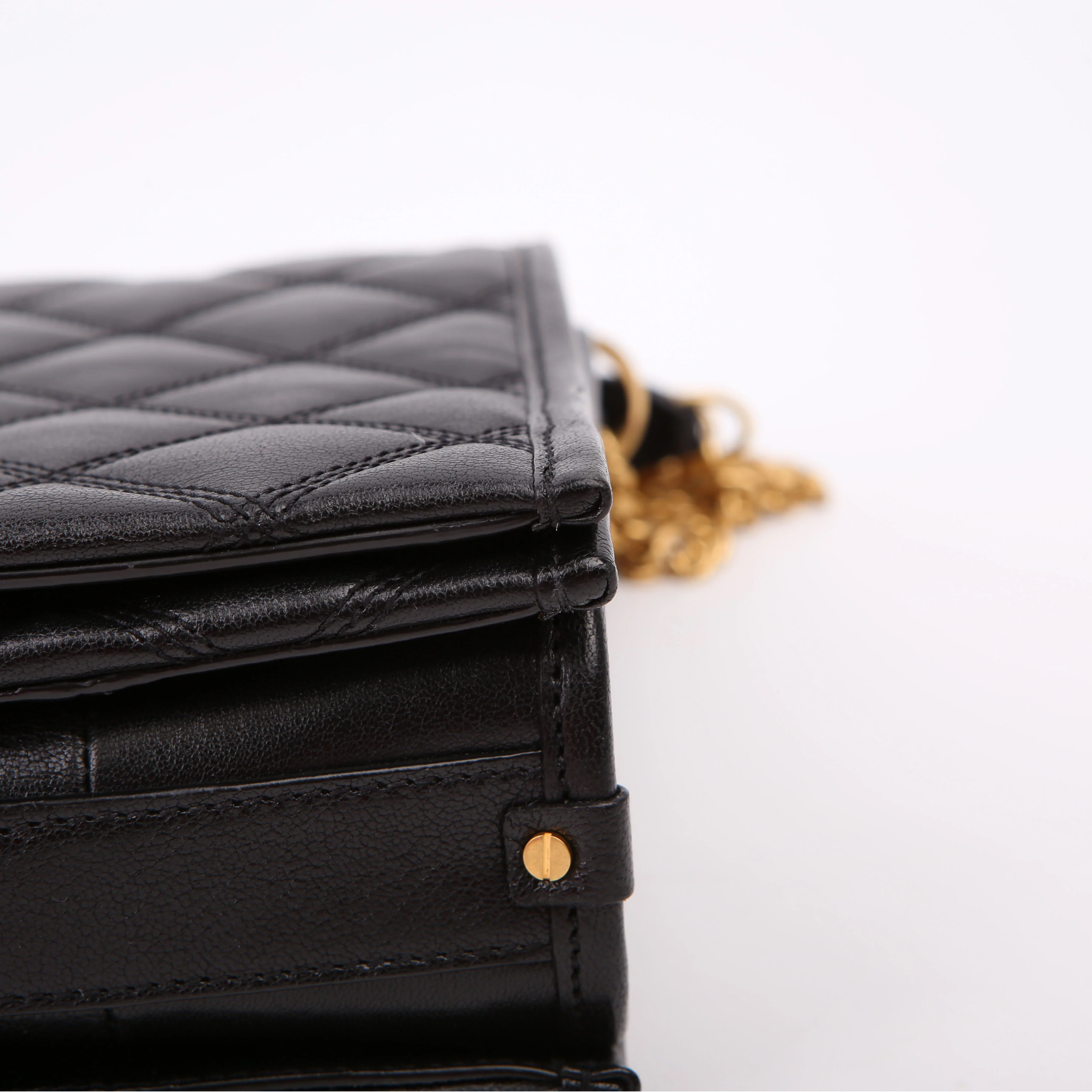 579607 Becky Quilted Lambskin Shoulder Bag Large Black - Image 6