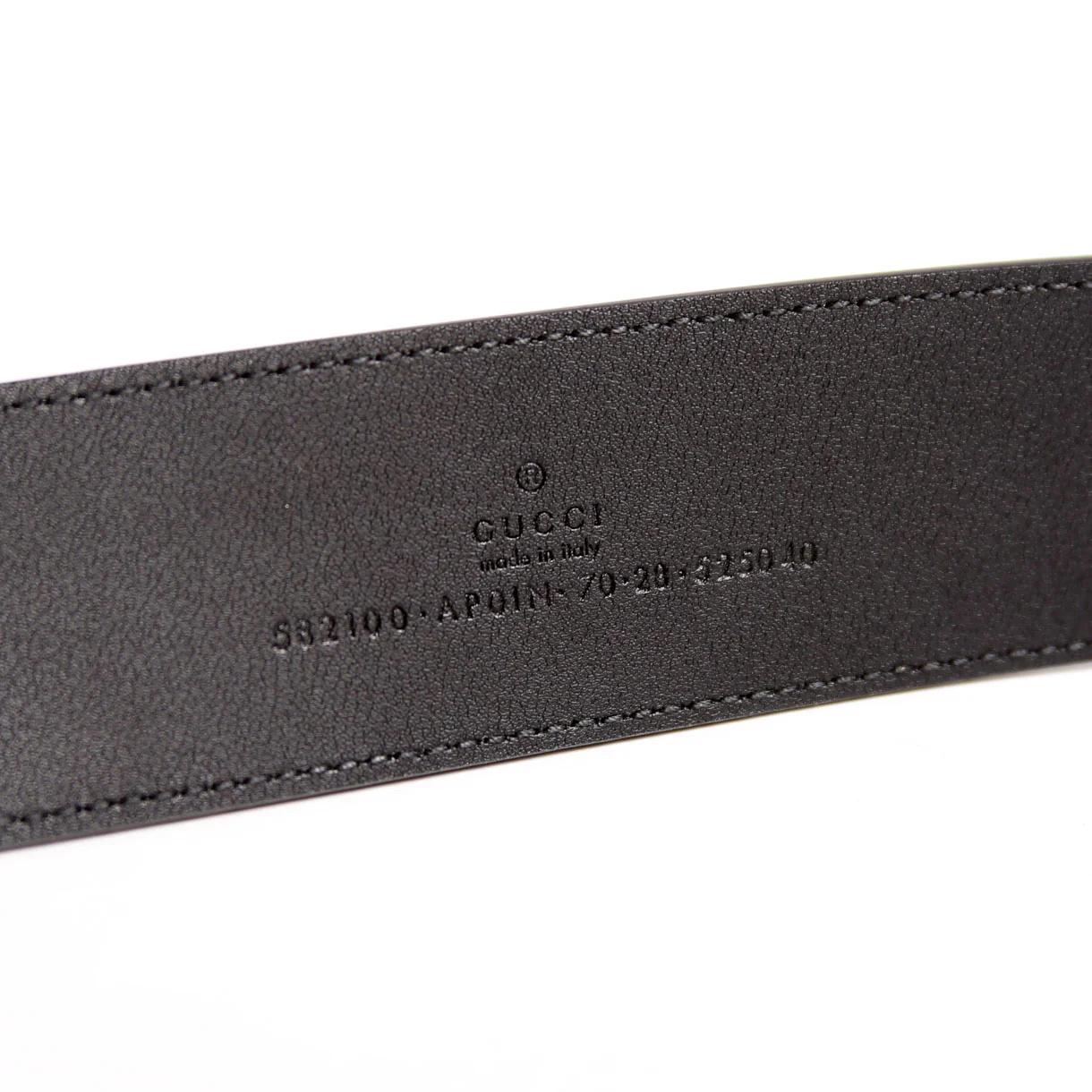 582100 Crystal Double G 40MMLeather Belt Size 70/28 Black - Image 5