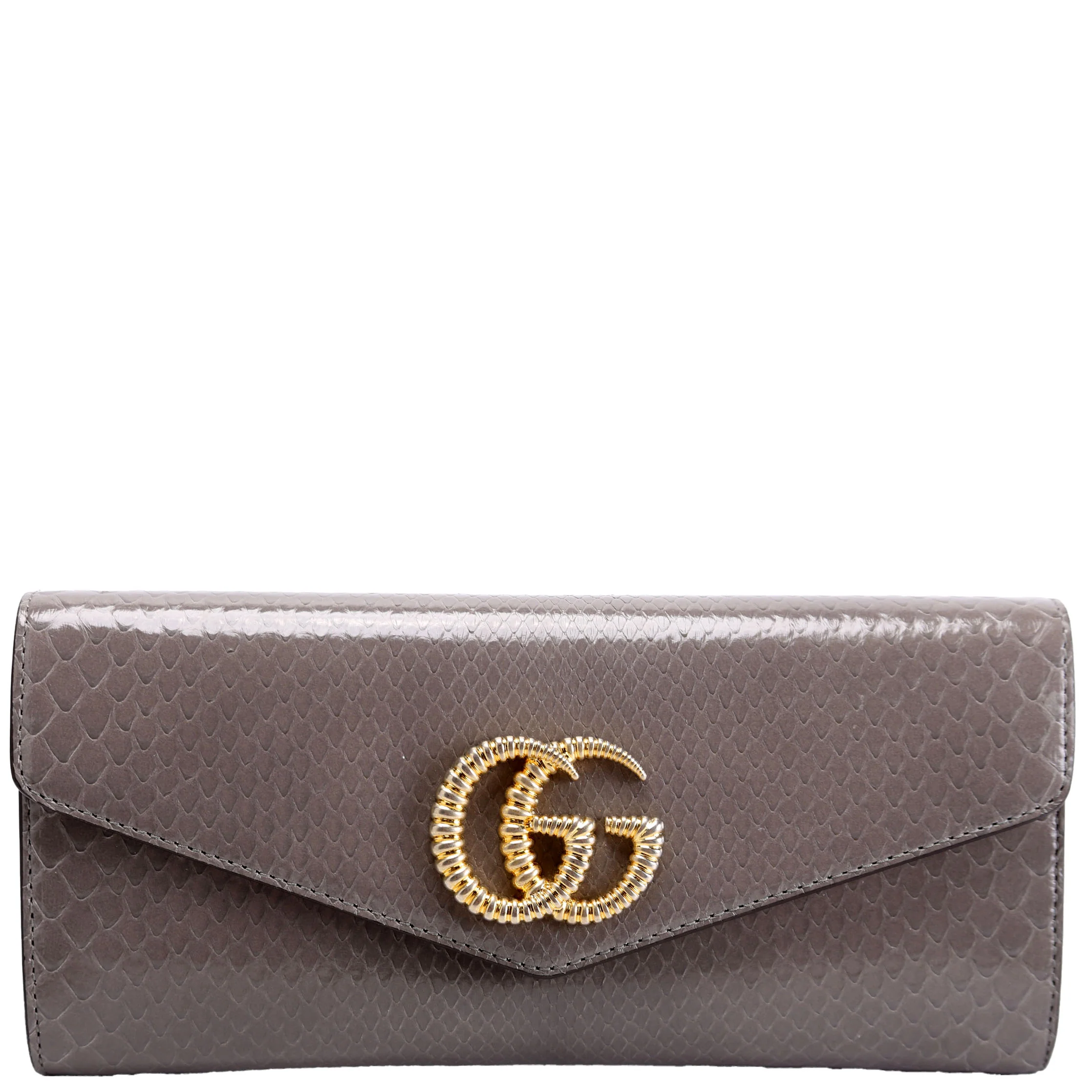 594101 GG Torchon Calfskin Broadway Envelope Clutch Gray