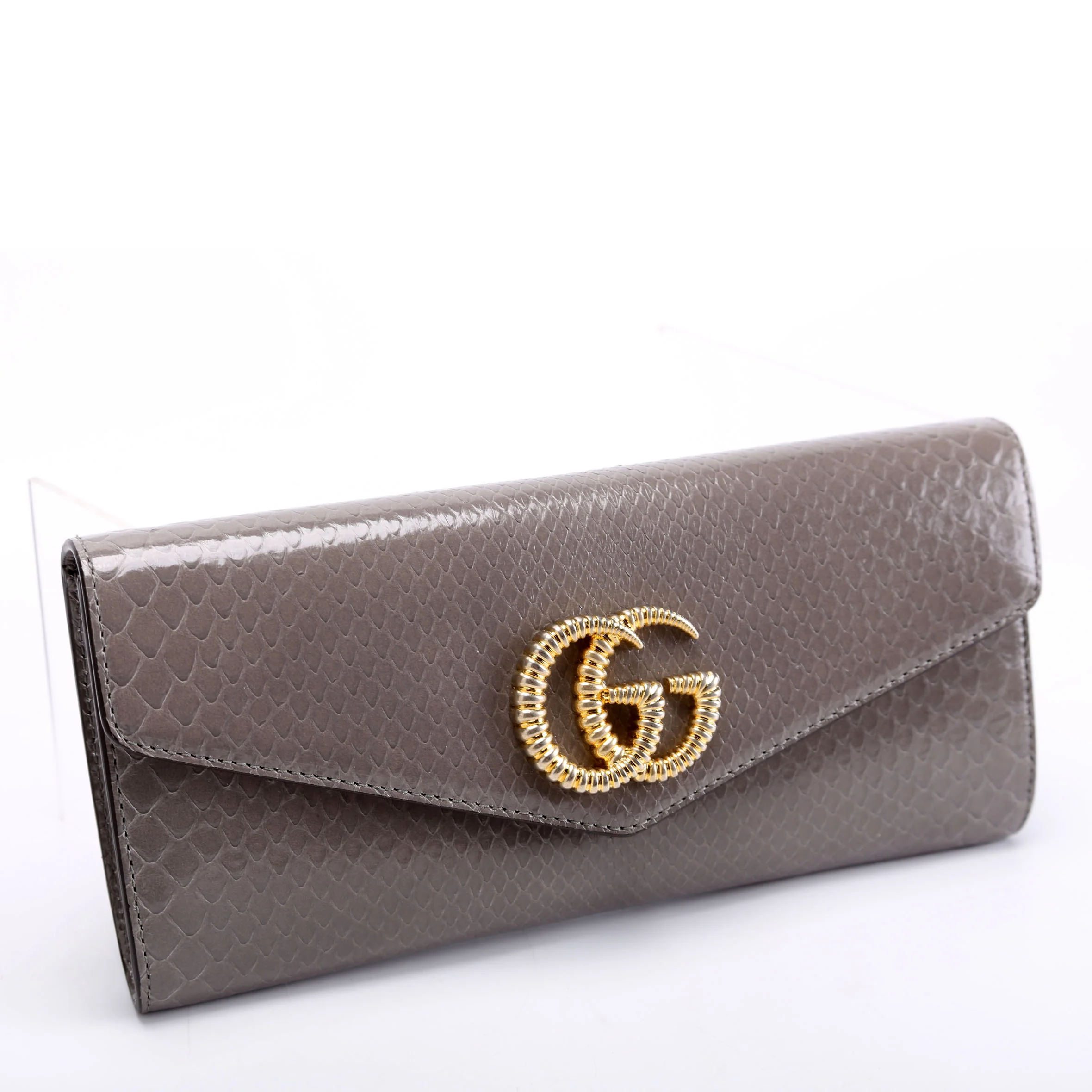 594101 GG Torchon Calfskin Broadway Envelope Clutch Gray - Image 2