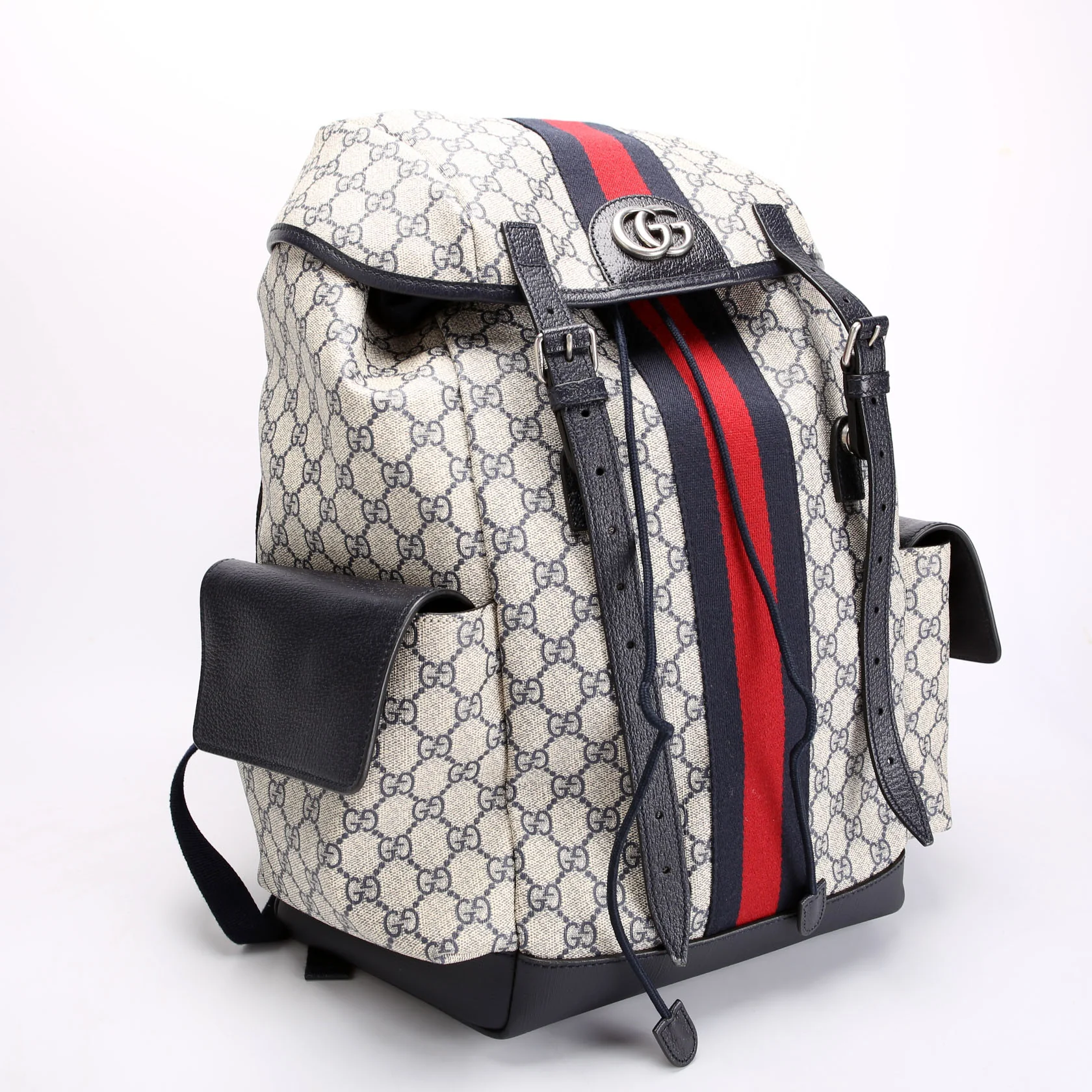 598140 GG Supreme Ophidia Double Buckle Backpack Medium Navy - Image 2