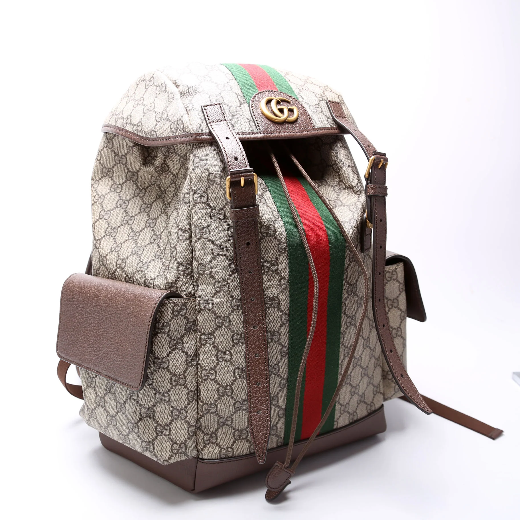 598140 Ophidia Leather Double Buckle Backpack Medium - Image 2