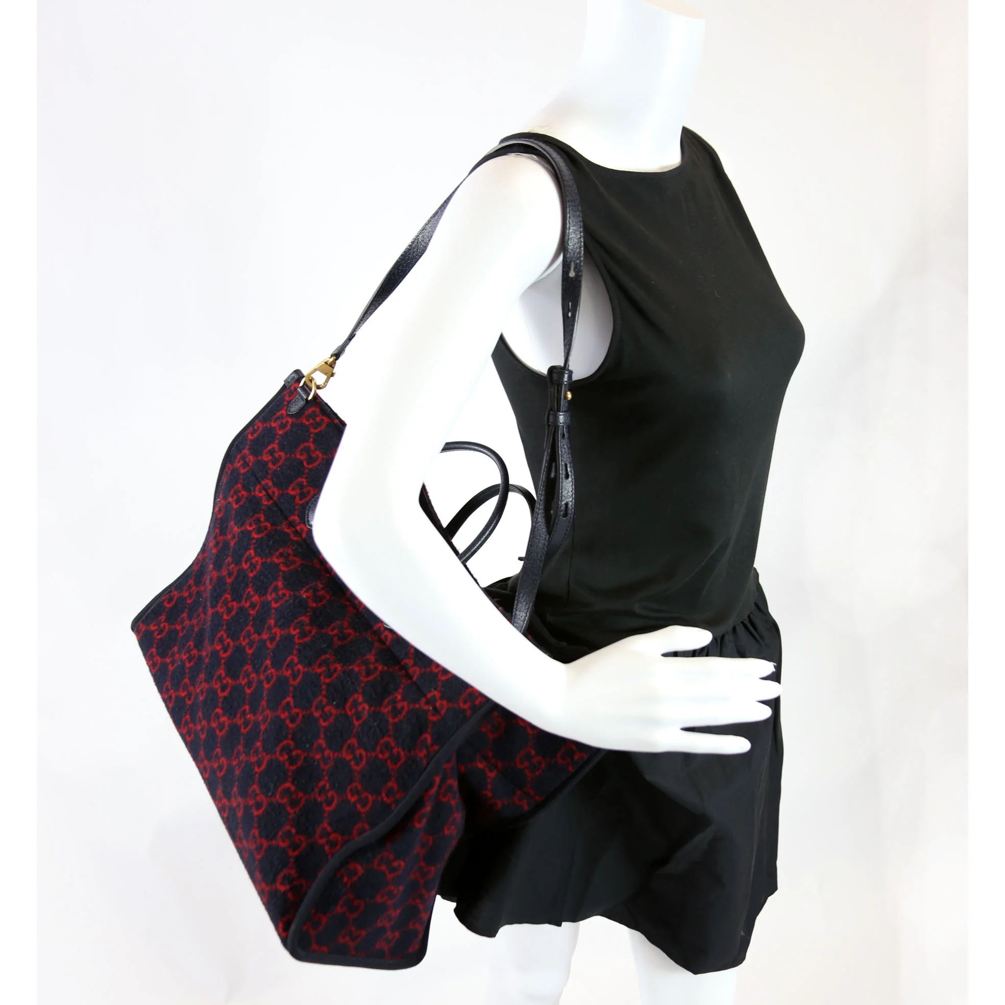 598169 GG Wool Tote Navy - Image 12