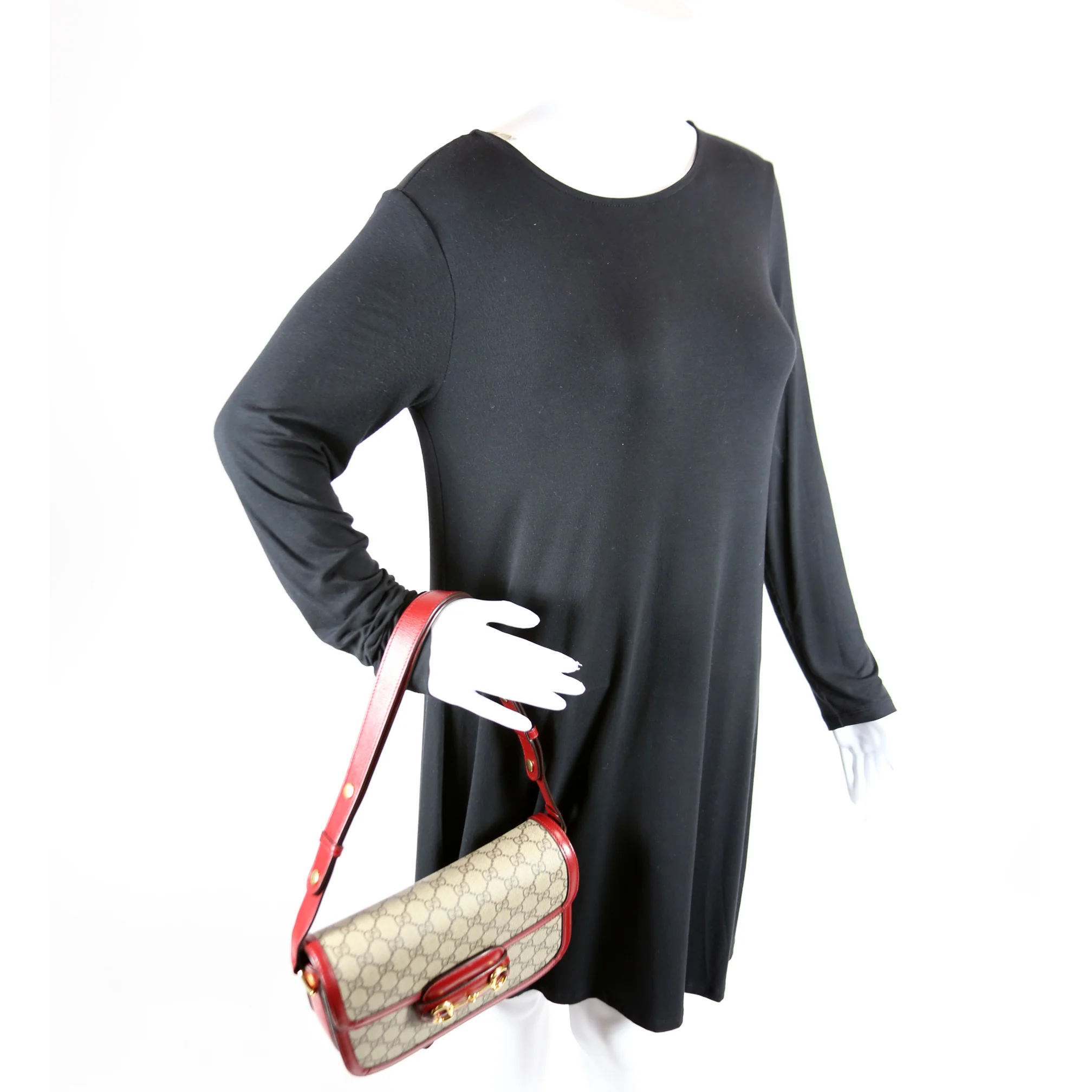 602204 Horsebit 1955 Shoulder Bag Red - Image 10