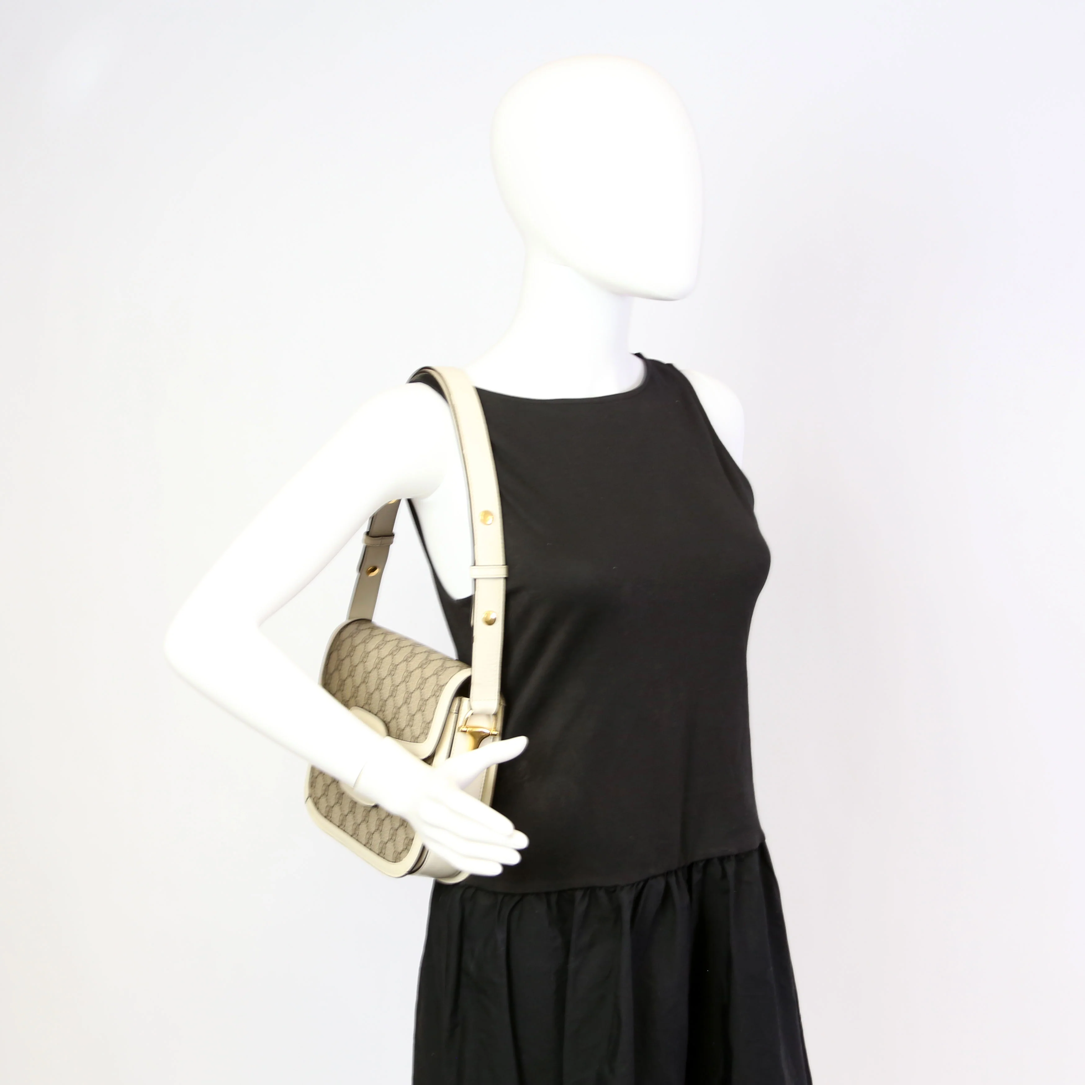 602204 Horsebit 1955 Shoulder Bag White - Image 13