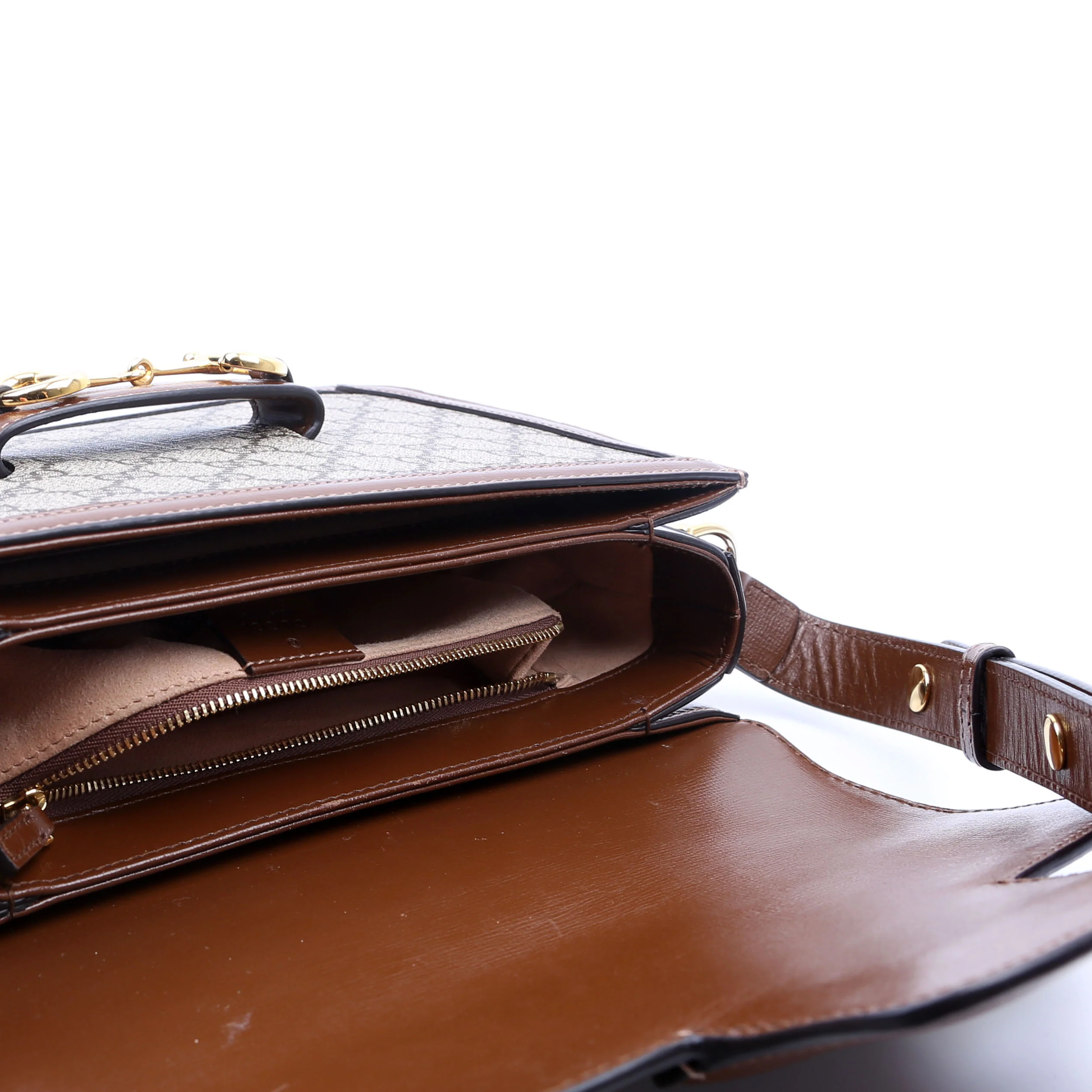 602204 Horsebit Shoulder Bag Brown - Image 10
