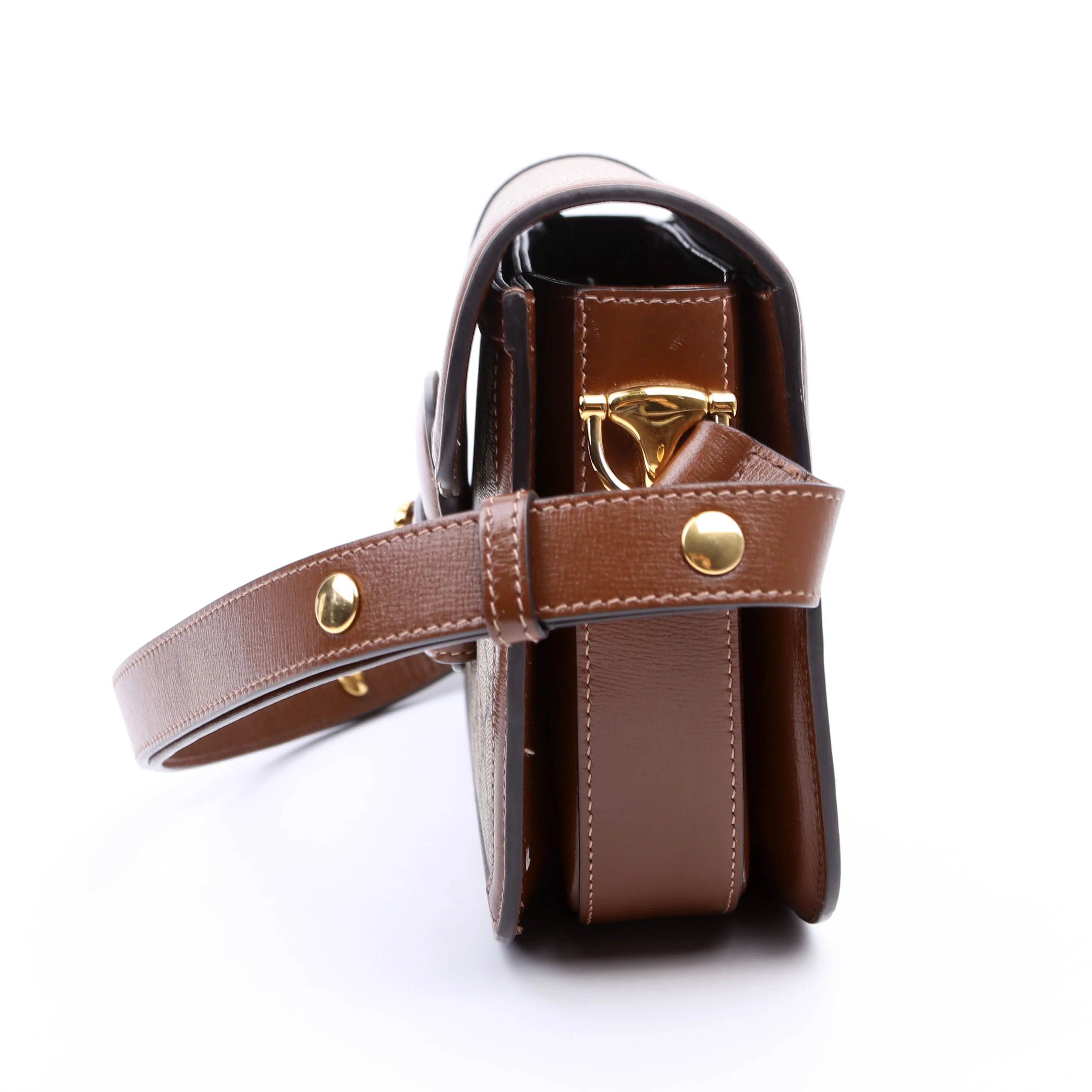 602204 Horsebit Shoulder Bag Brown - Image 4