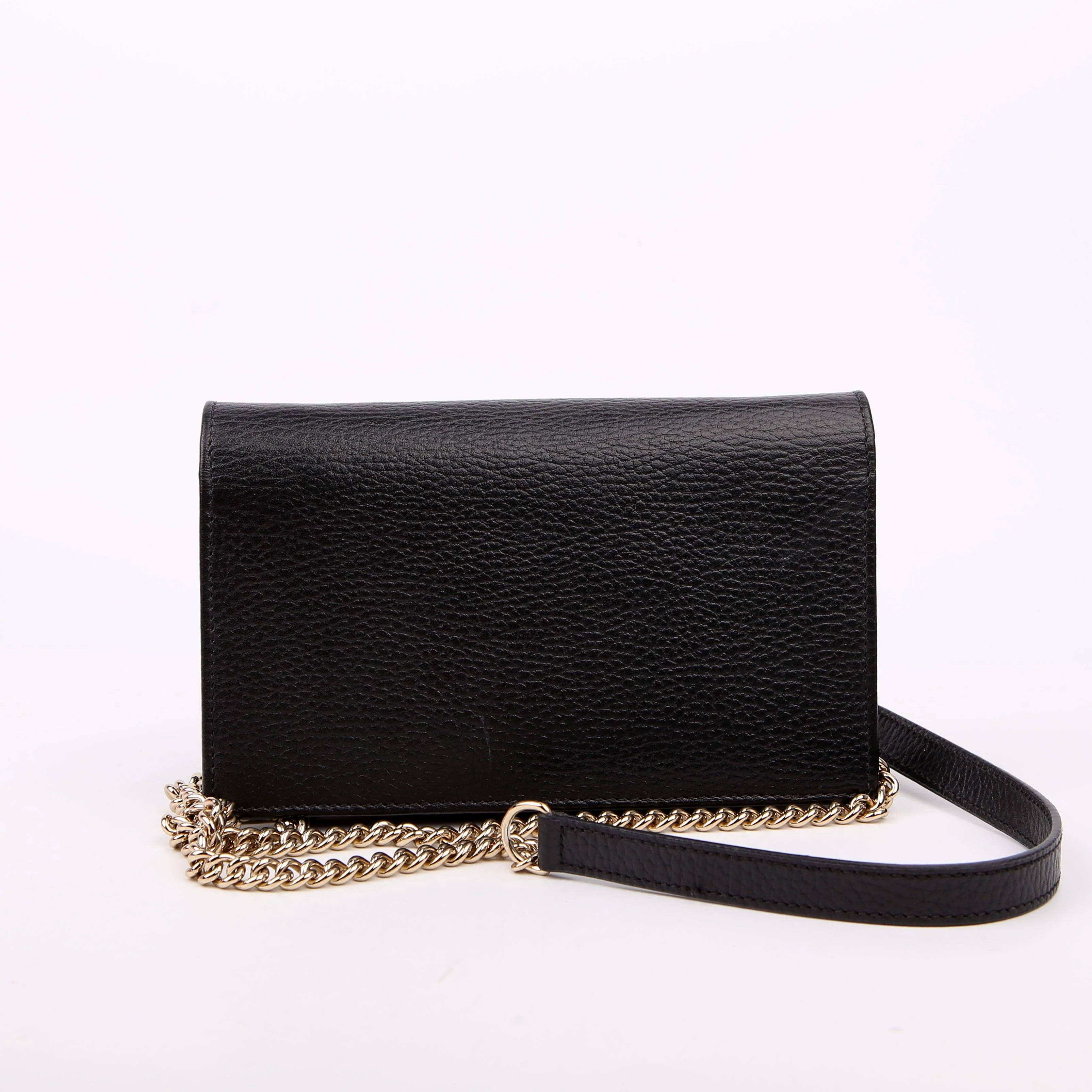 615523 Interlocking GG Wallet On Chain Calfskin Black - Image 3