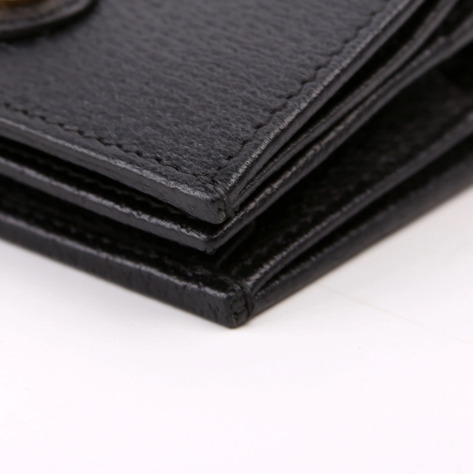 617195 GG Enamel Calfskin Lipstick Card Holder Chain Wallet Black - Image 6