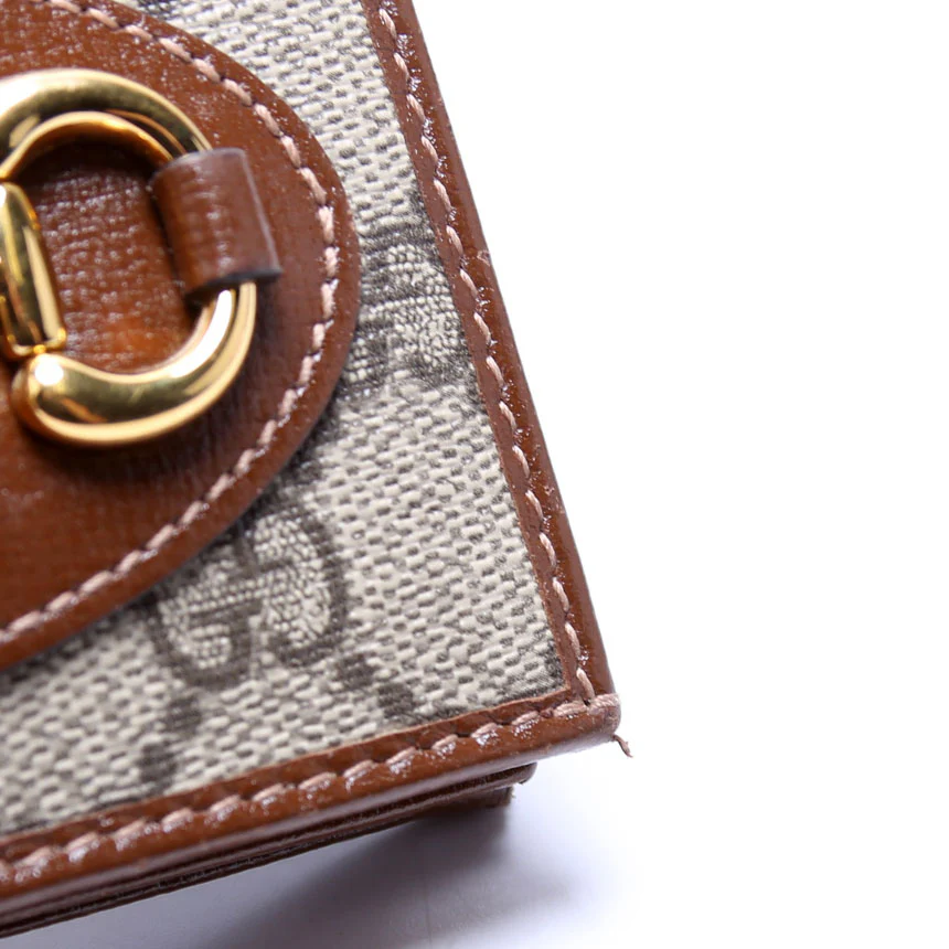 621887 Horsebit 1955 GG Supreme Card Case Brown - Image 9