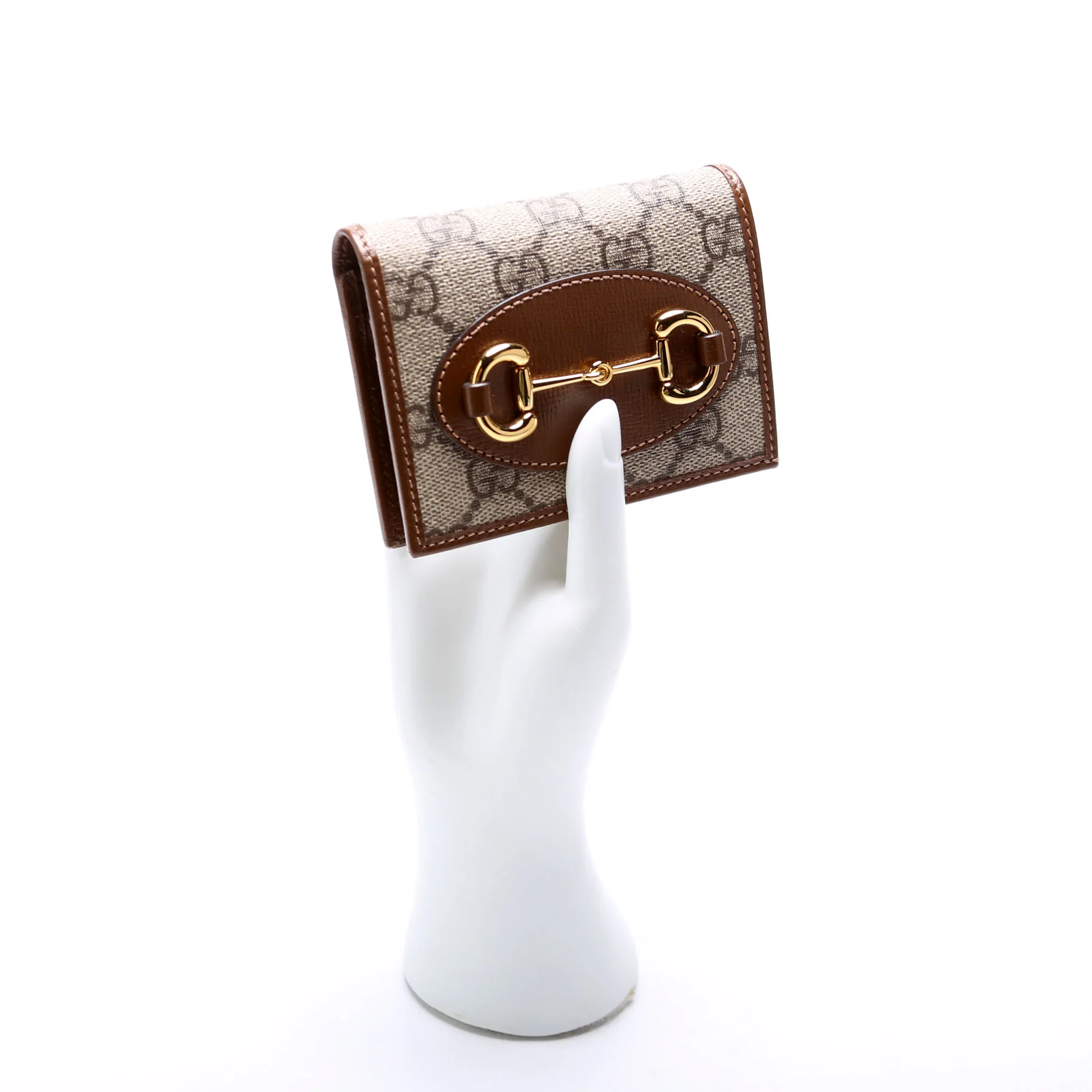 621887 Horsebit 1955 GG Supreme Card Case Brown - Image 9