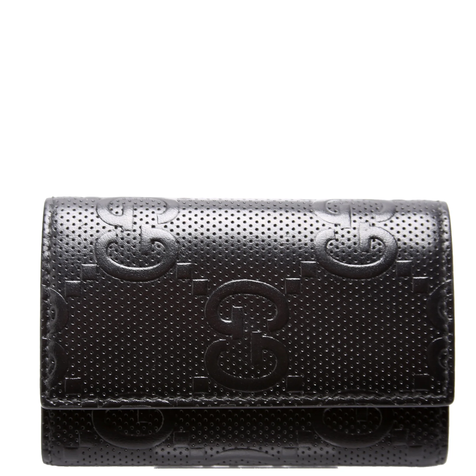 625565 Embossed GG Key Holder Black