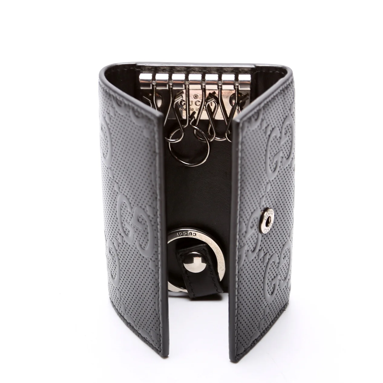 625565 Embossed GG Key Holder Black - Image 6