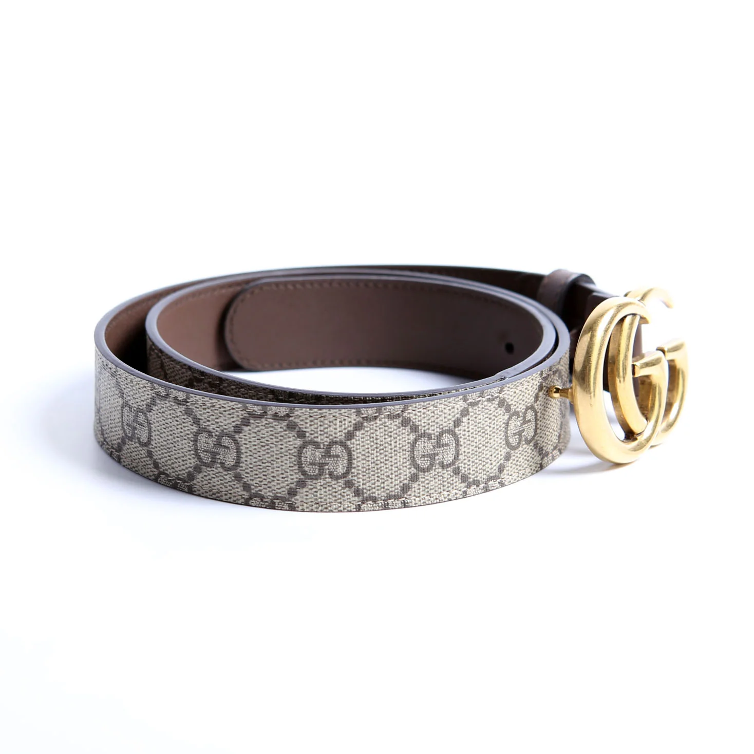 625839 GG Marmont Supreme/Leather Belt Size 85/34 Brown - Image 3