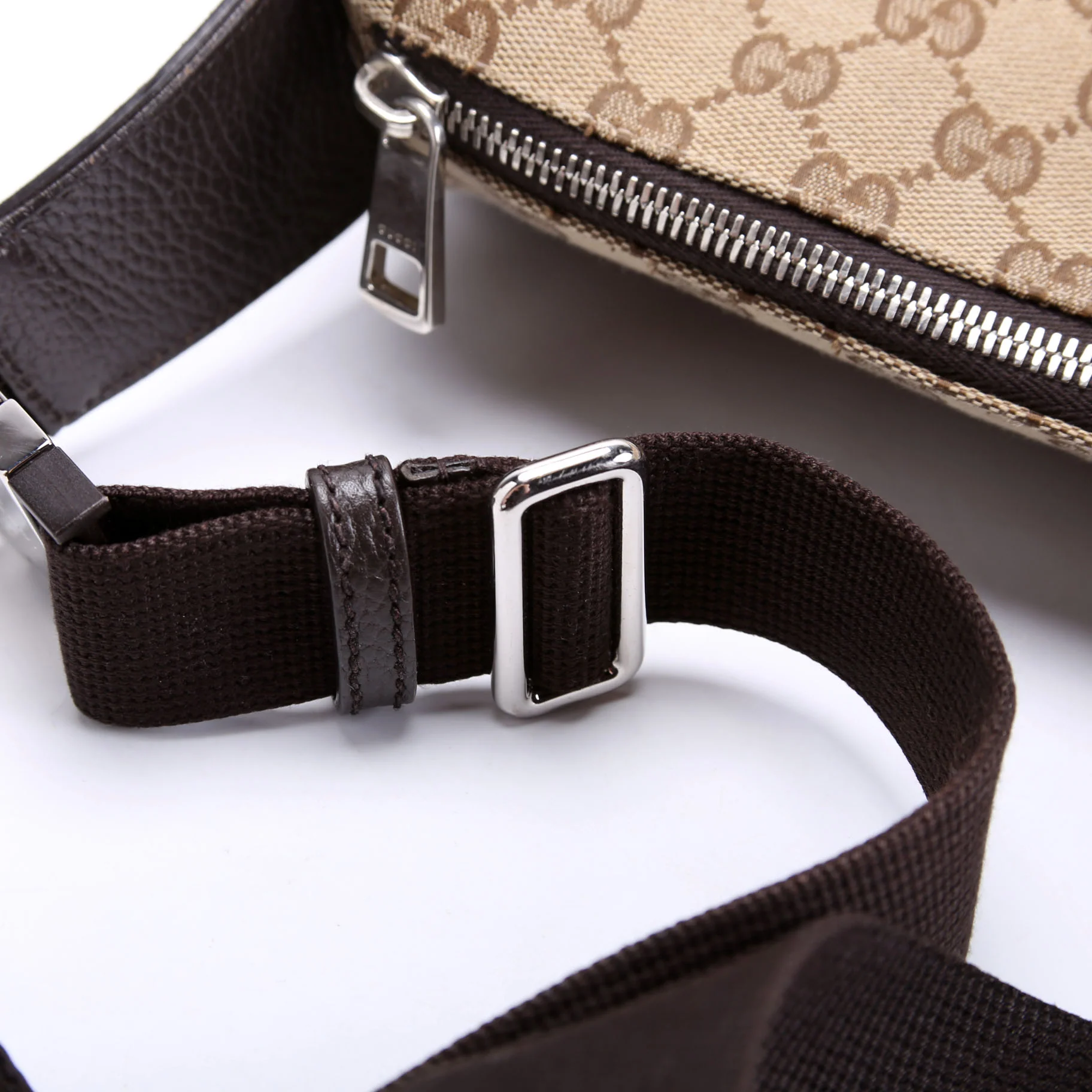 630915 GG Canvas Waist Pouch Brown - Image 9