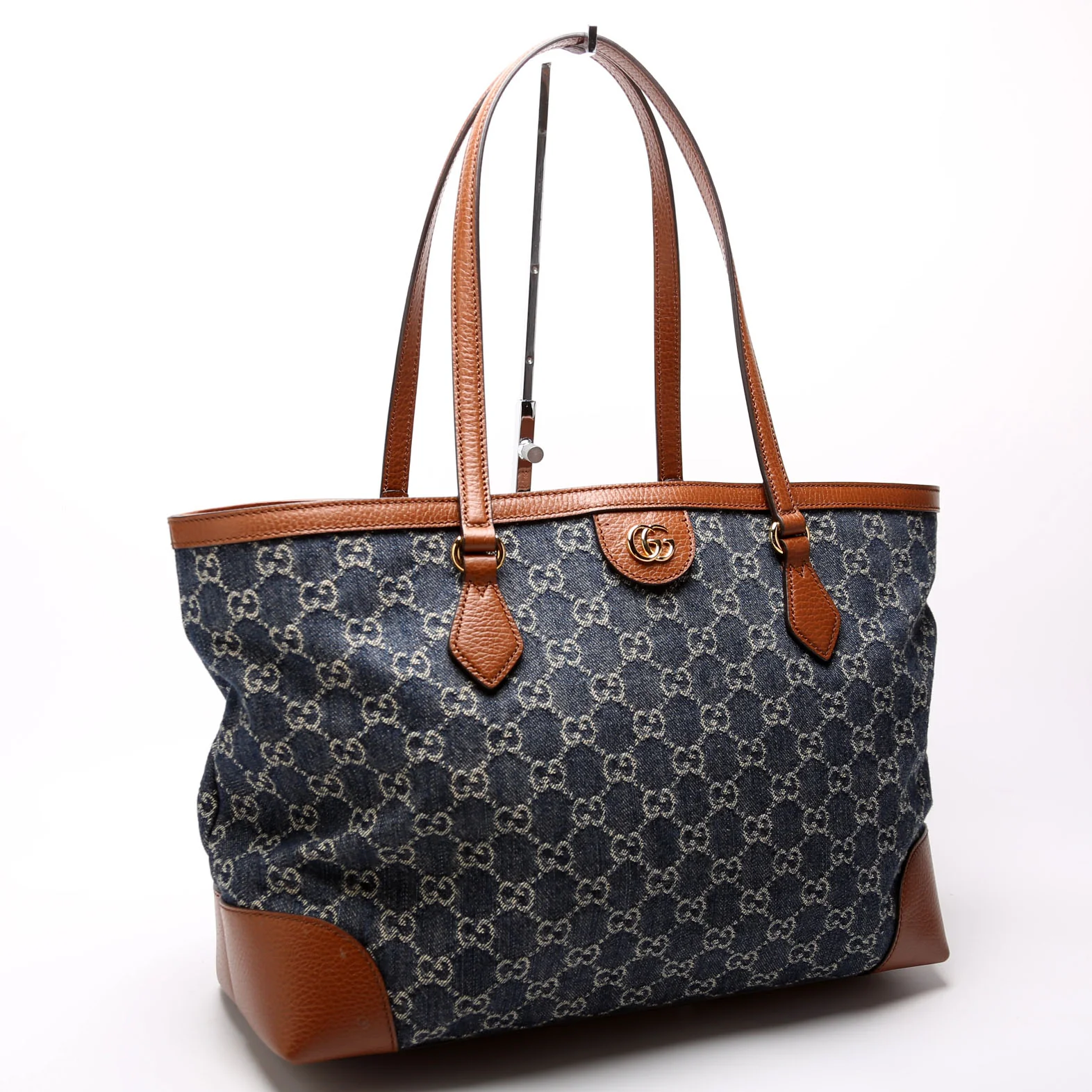 631685 Ophidia GG Denim Tote Blue/Brown - Image 2