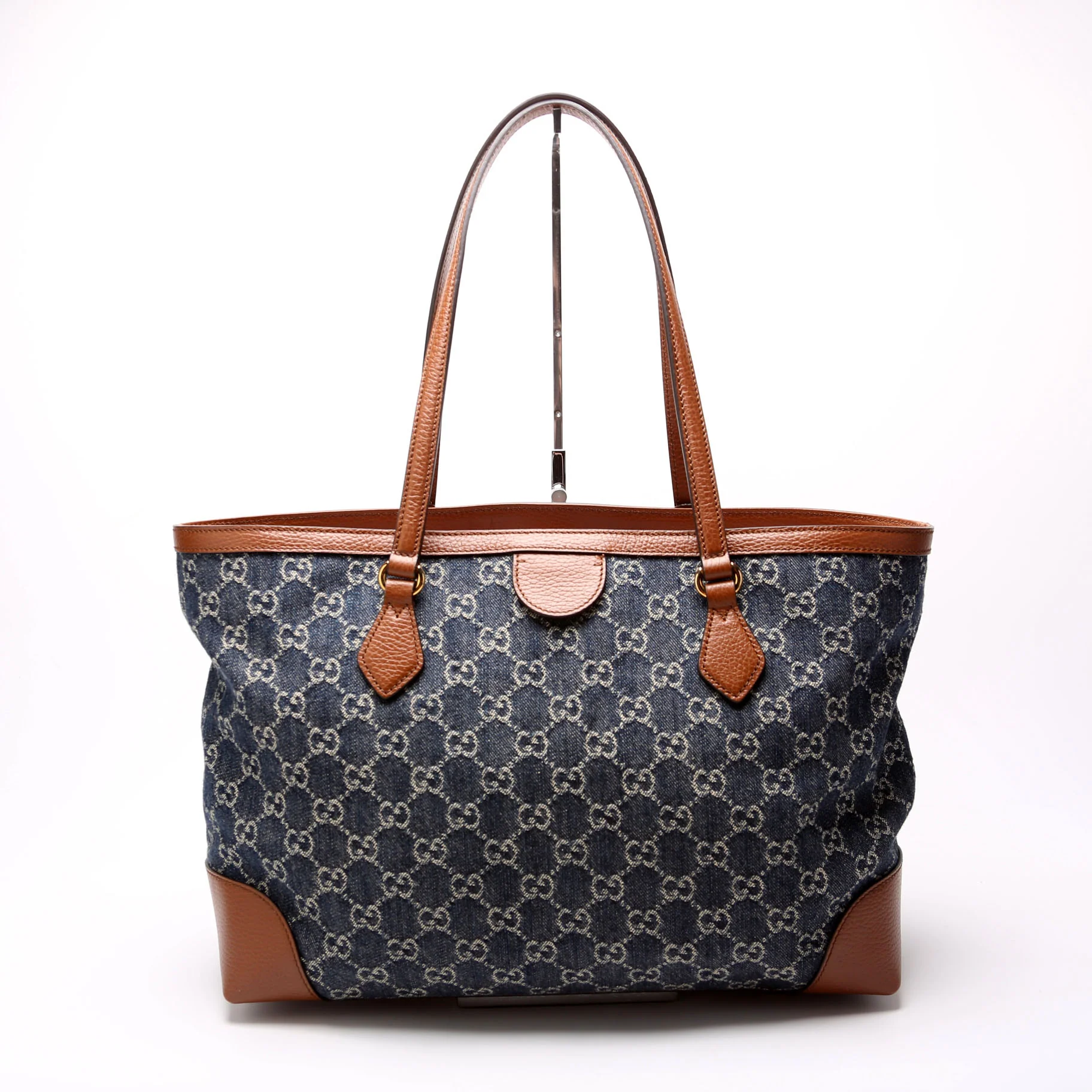 631685 Ophidia GG Denim Tote Blue/Brown - Image 3