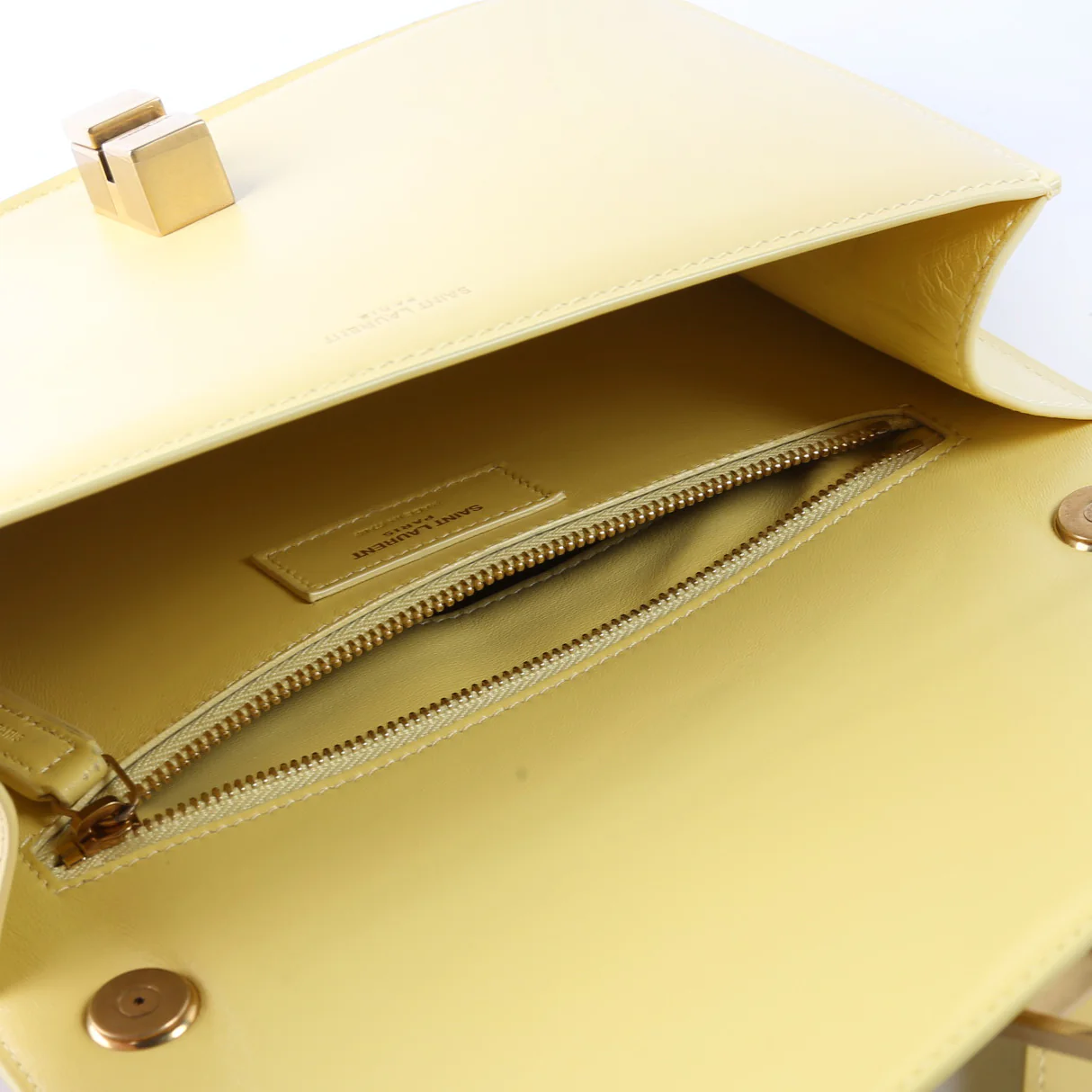 633214 Calfskin Le Carre Satchel Yellow - Image 11