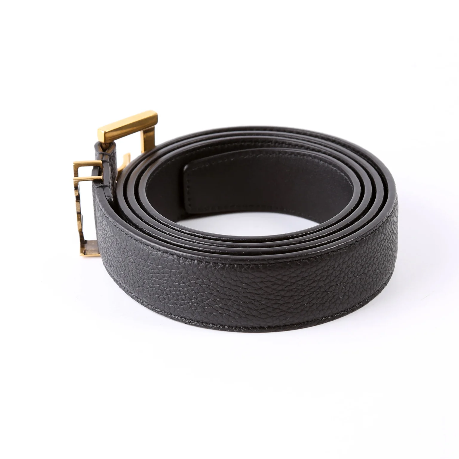 634440 Cassandre YSL Logo Sqaure Buckle Leather Belt Size 100 - Image 2