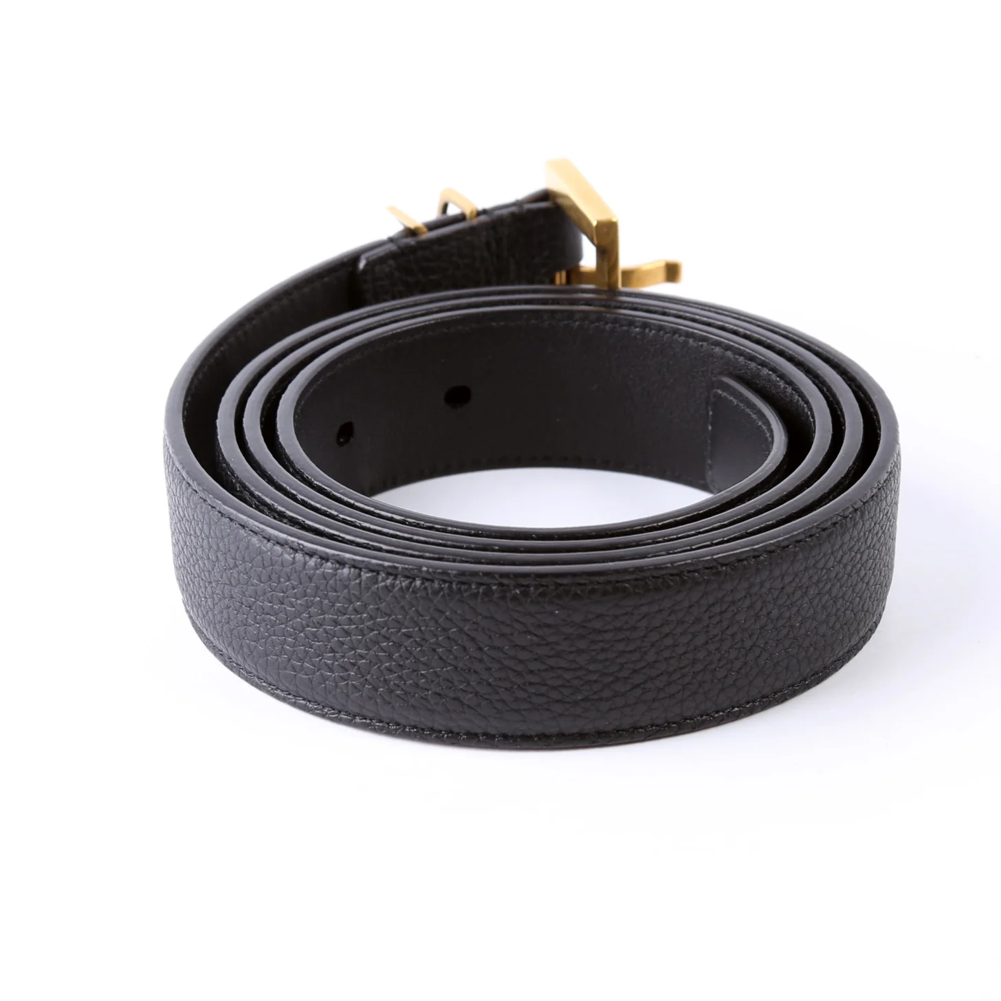634440 Cassandre YSL Logo Sqaure Buckle Leather Belt Size 100 - Image 3
