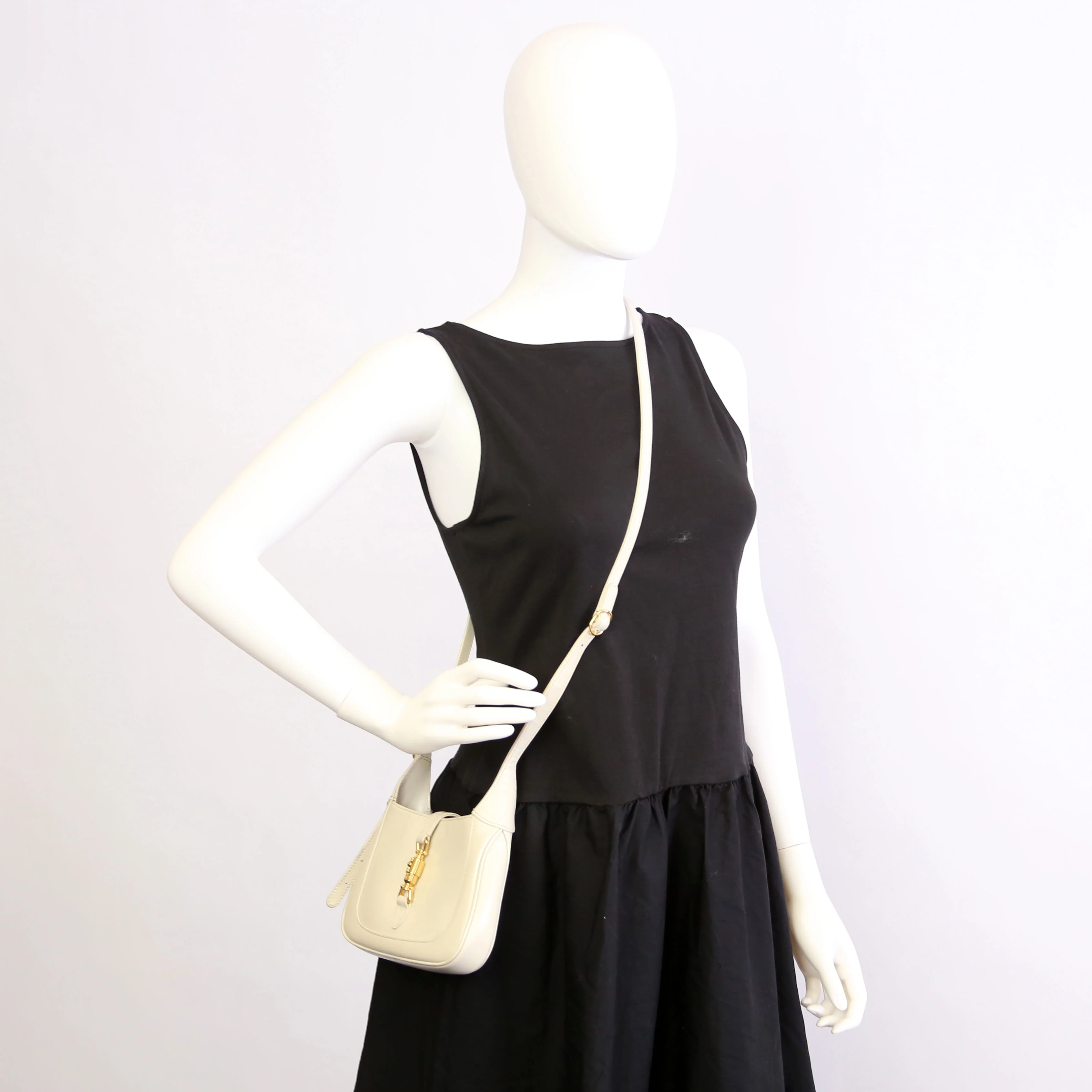 637091 Jackie 1961 Mini Hobo Leather White - Image 12