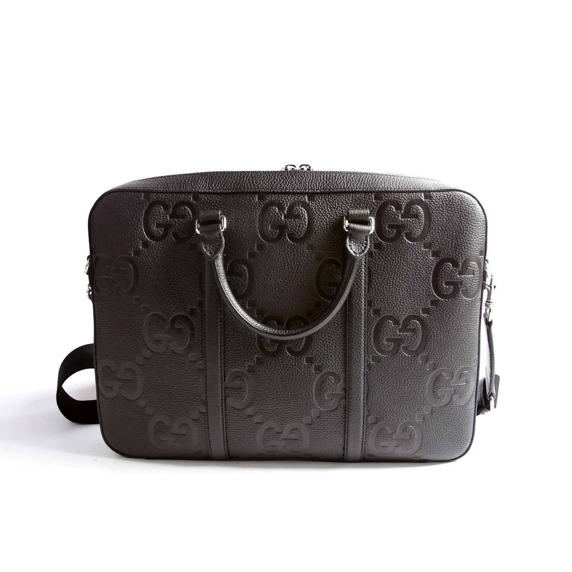 658573 Jumbo GG Leather Briefcase Black - Image 2
