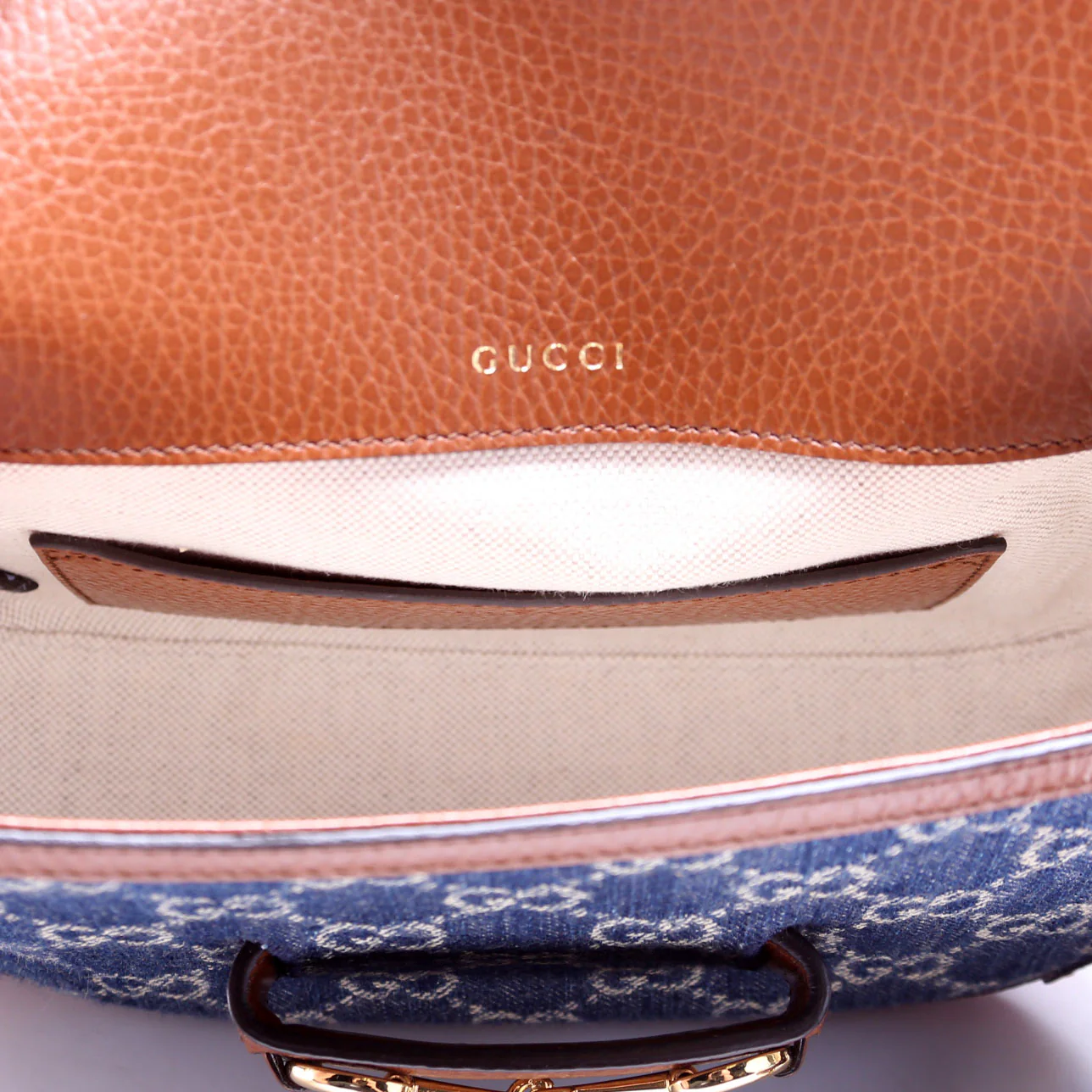 658574 1955 Horsebit Mini Bag Blue/Brown - Image 8